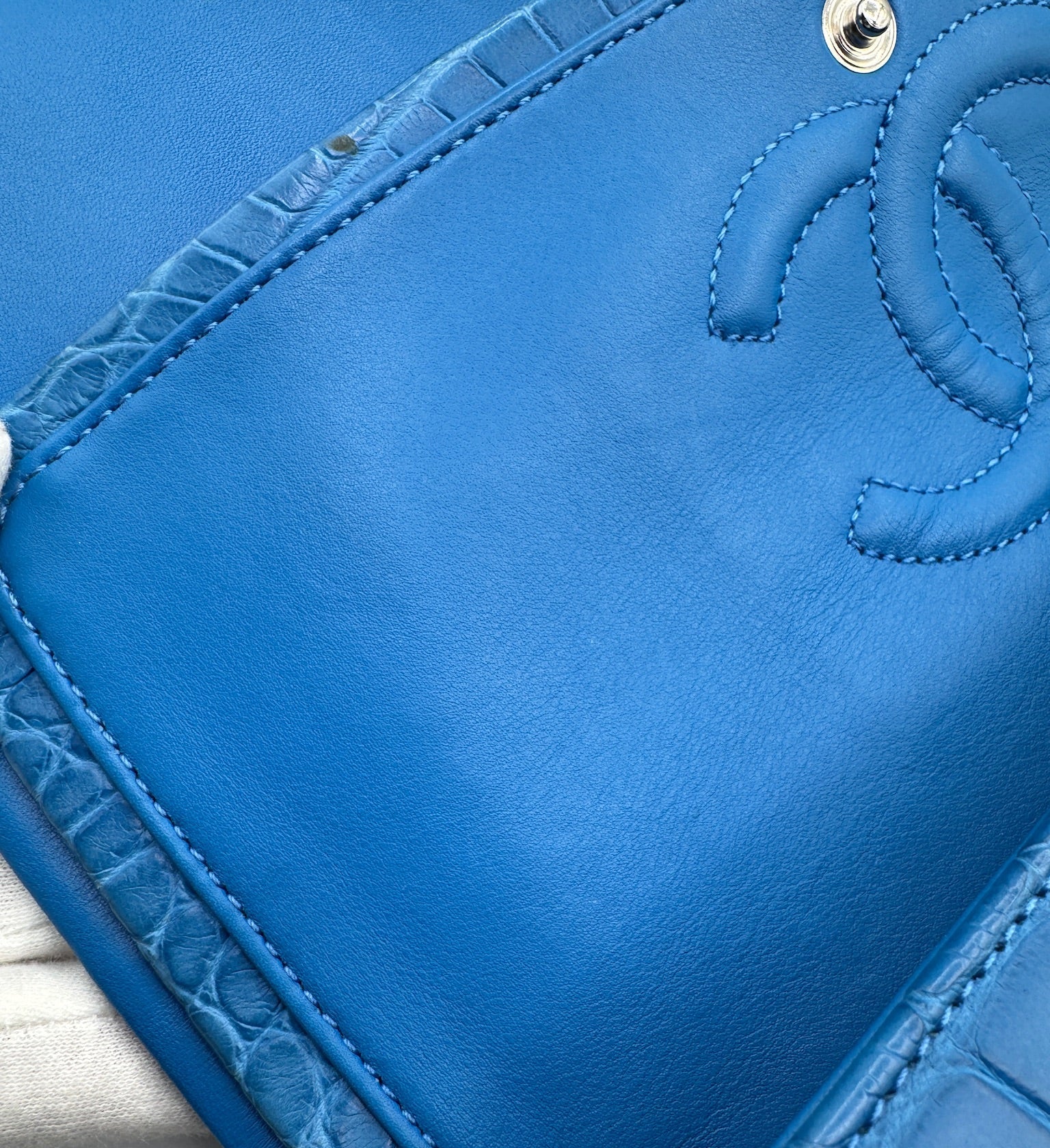 Chanel Blue Alligator Medium Classic Double Flapbag