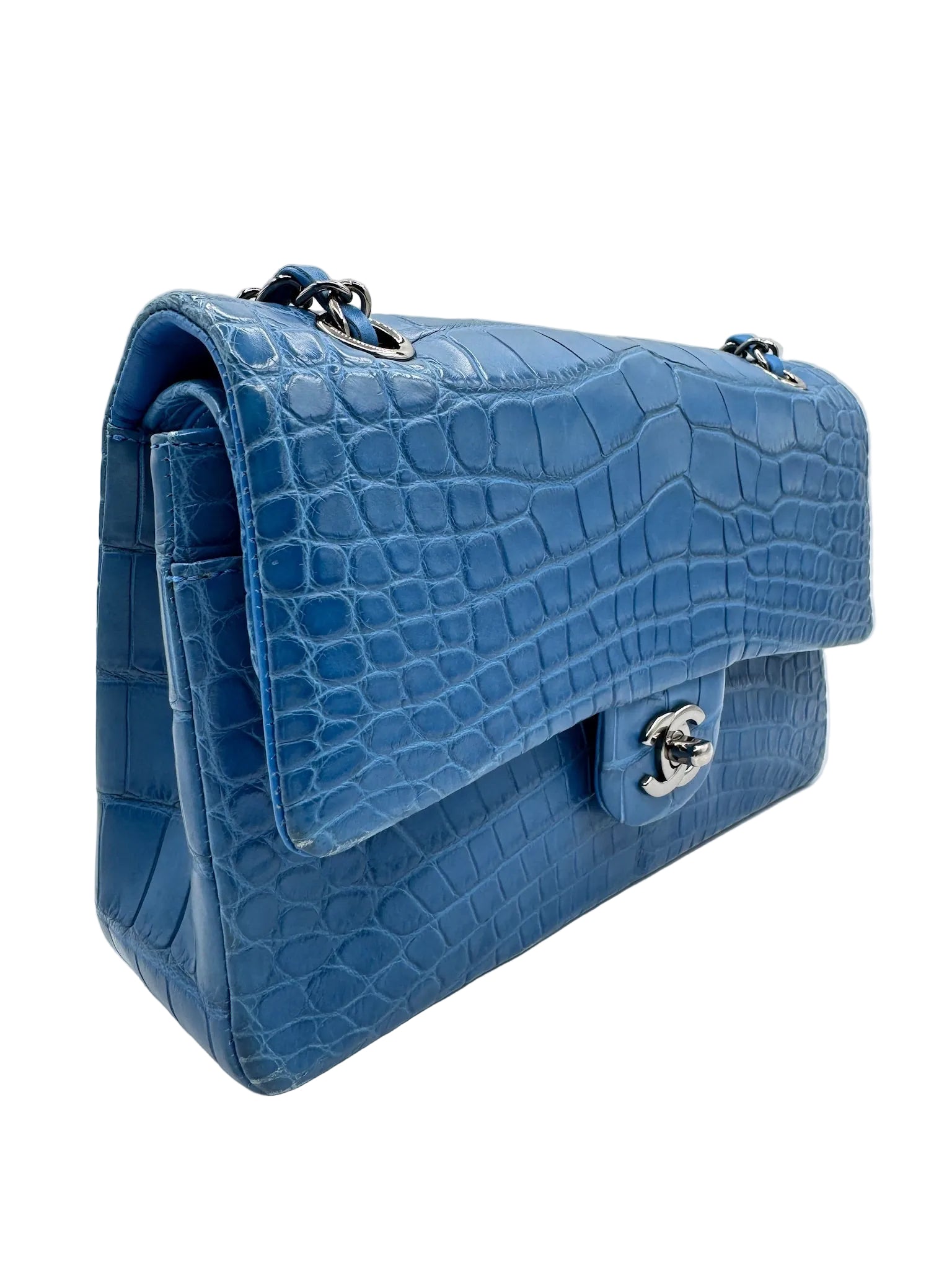 Chanel Blue Alligator Medium Classic Double Flapbag