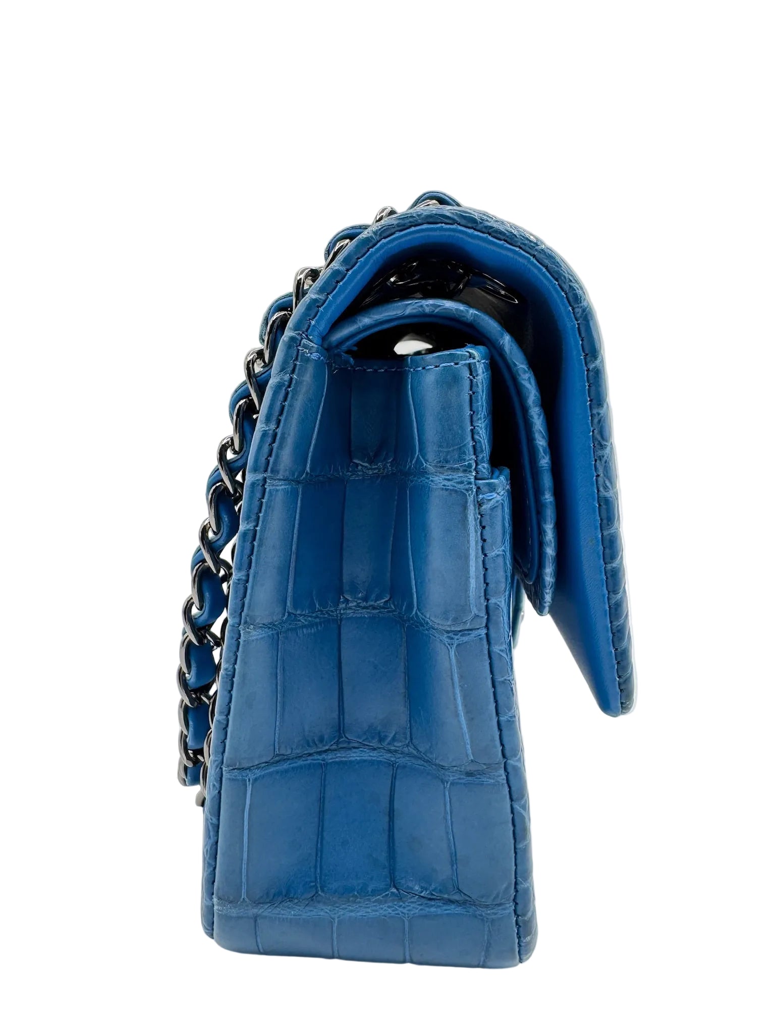 Chanel Blue Alligator Medium Classic Double Flapbag