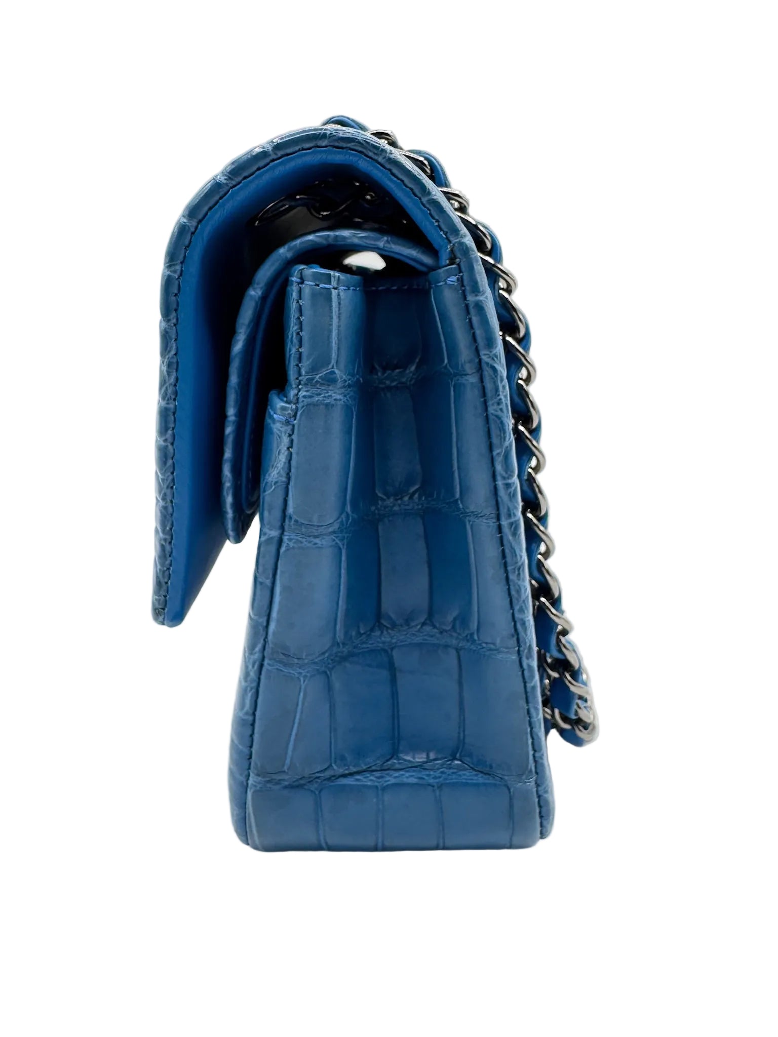 Chanel Blue Alligator Medium Classic Double Flapbag