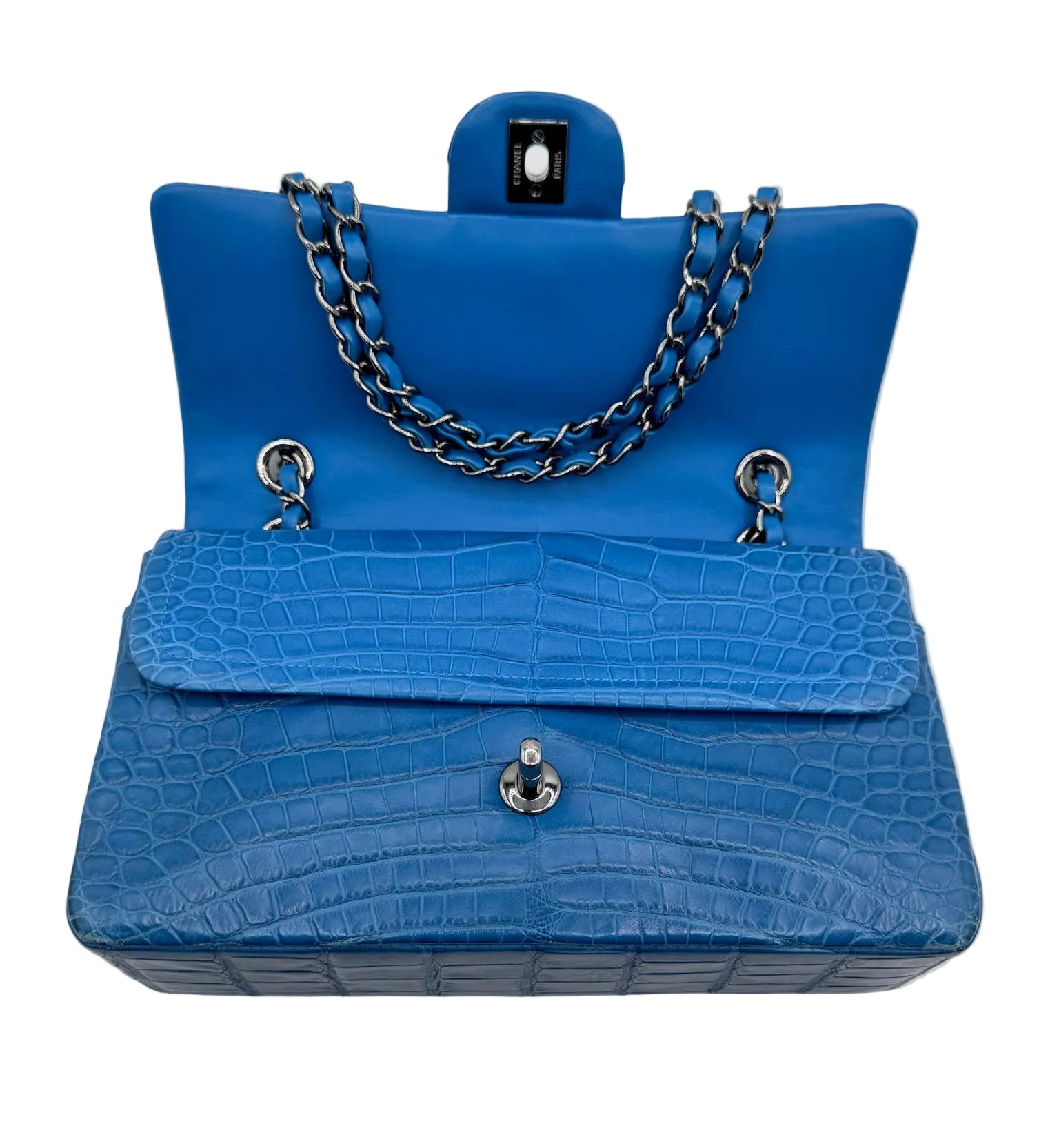 Chanel Blue Alligator Medium Classic Double Flapbag