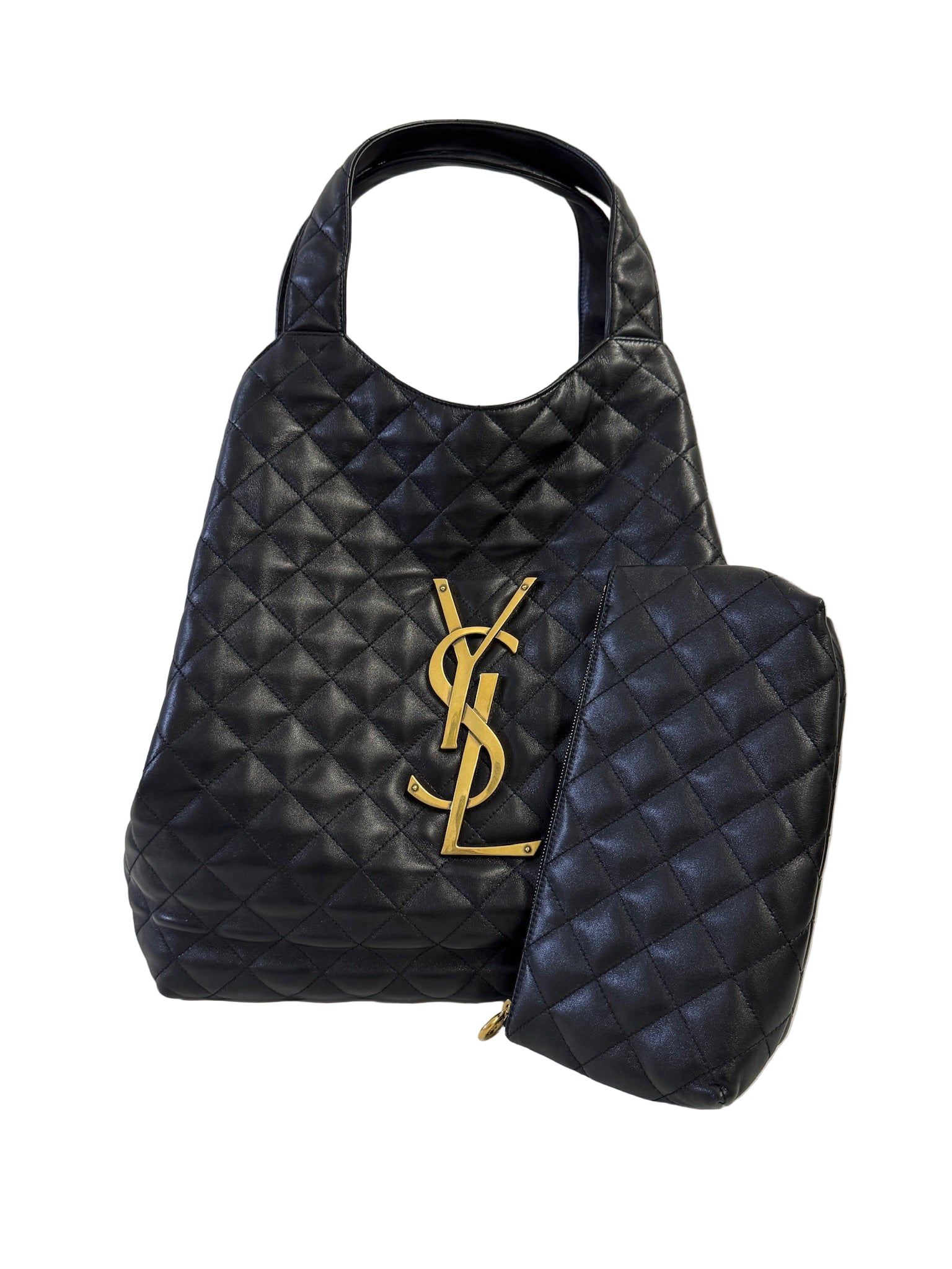 Saint Laurent YSL Black Leather Maxi Tote Bag