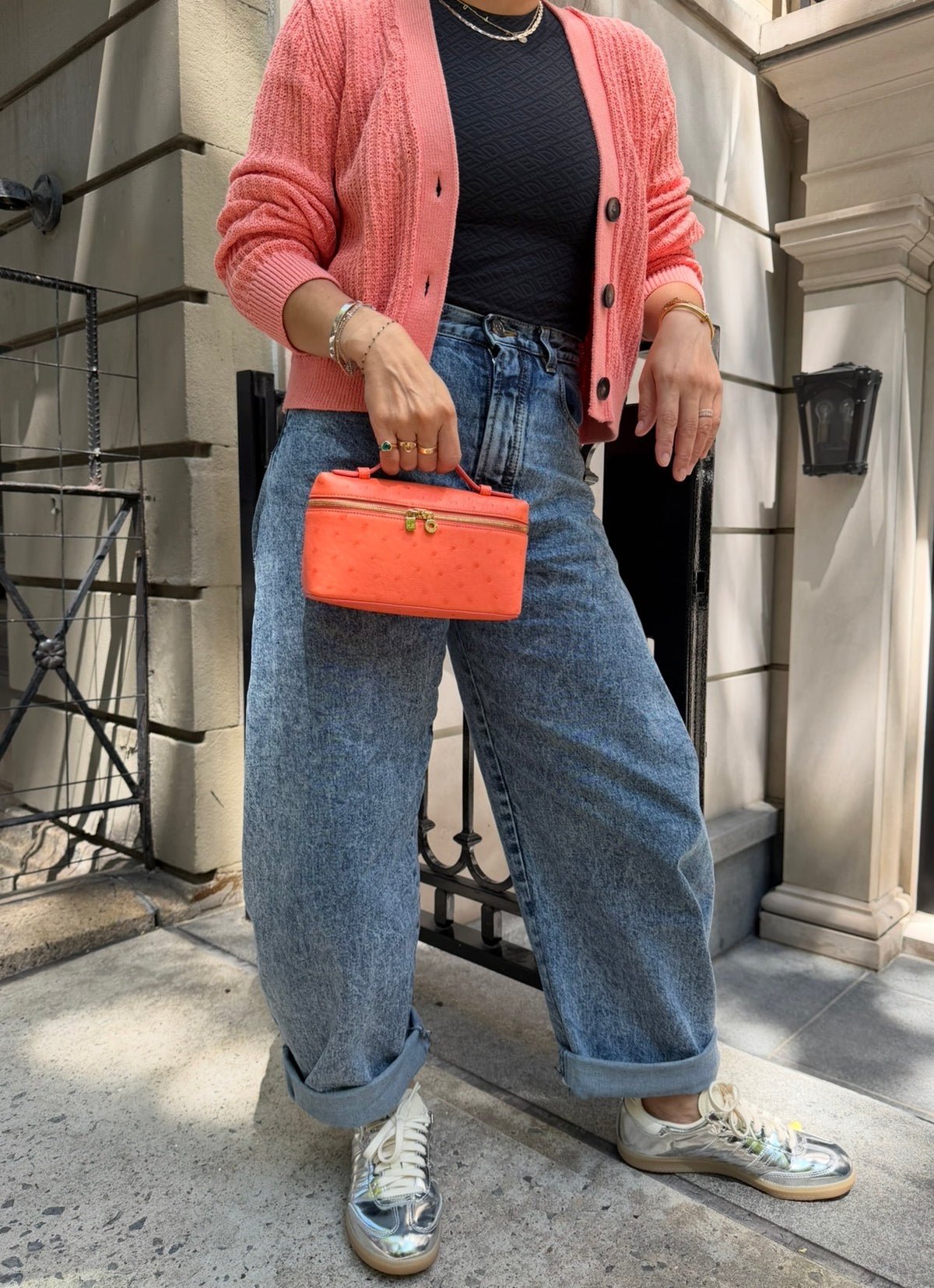 Loro Piana L19 Bright Orange Ostrich Pouch