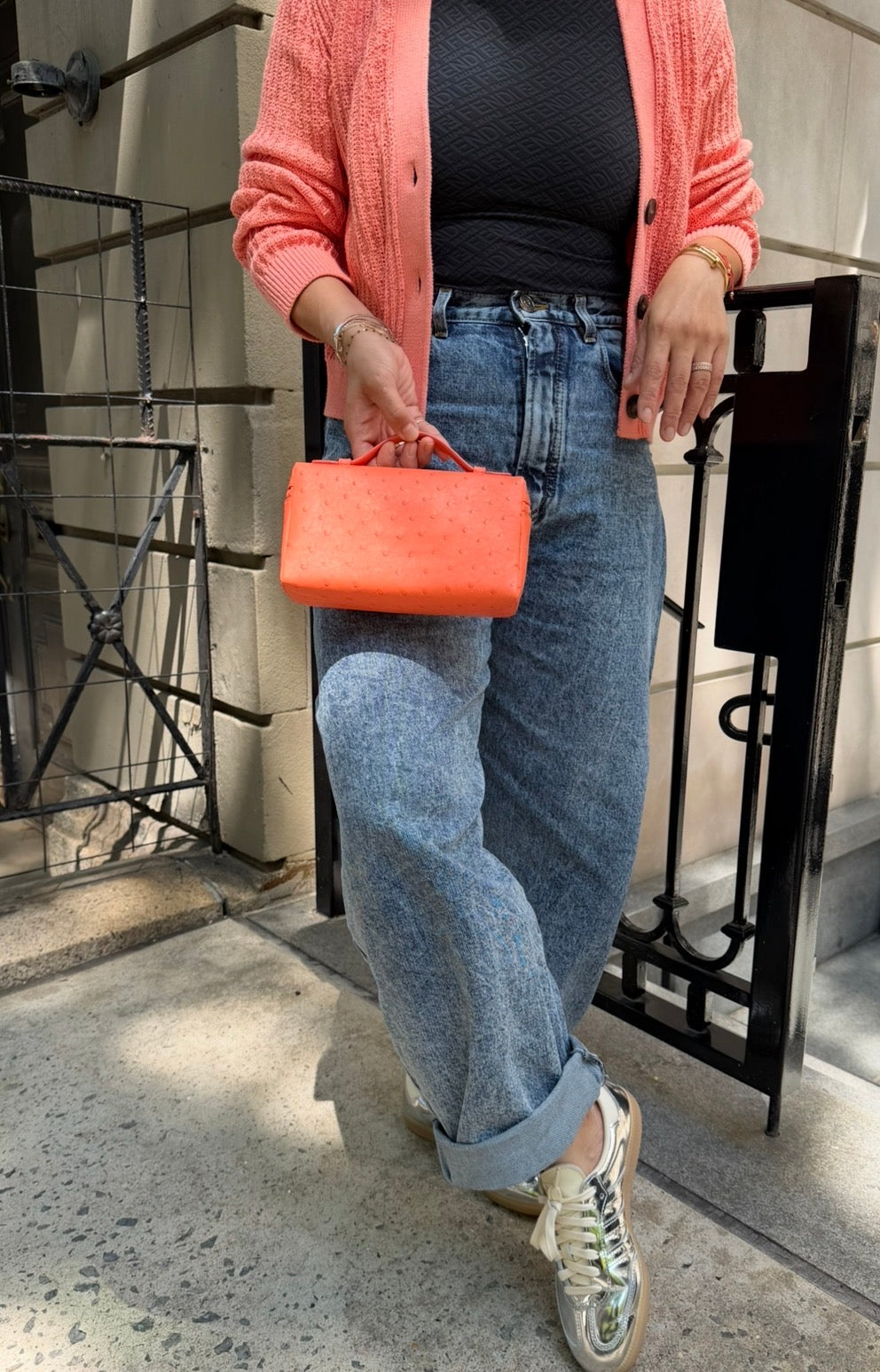 Loro Piana L19 Bright Orange Ostrich Pouch