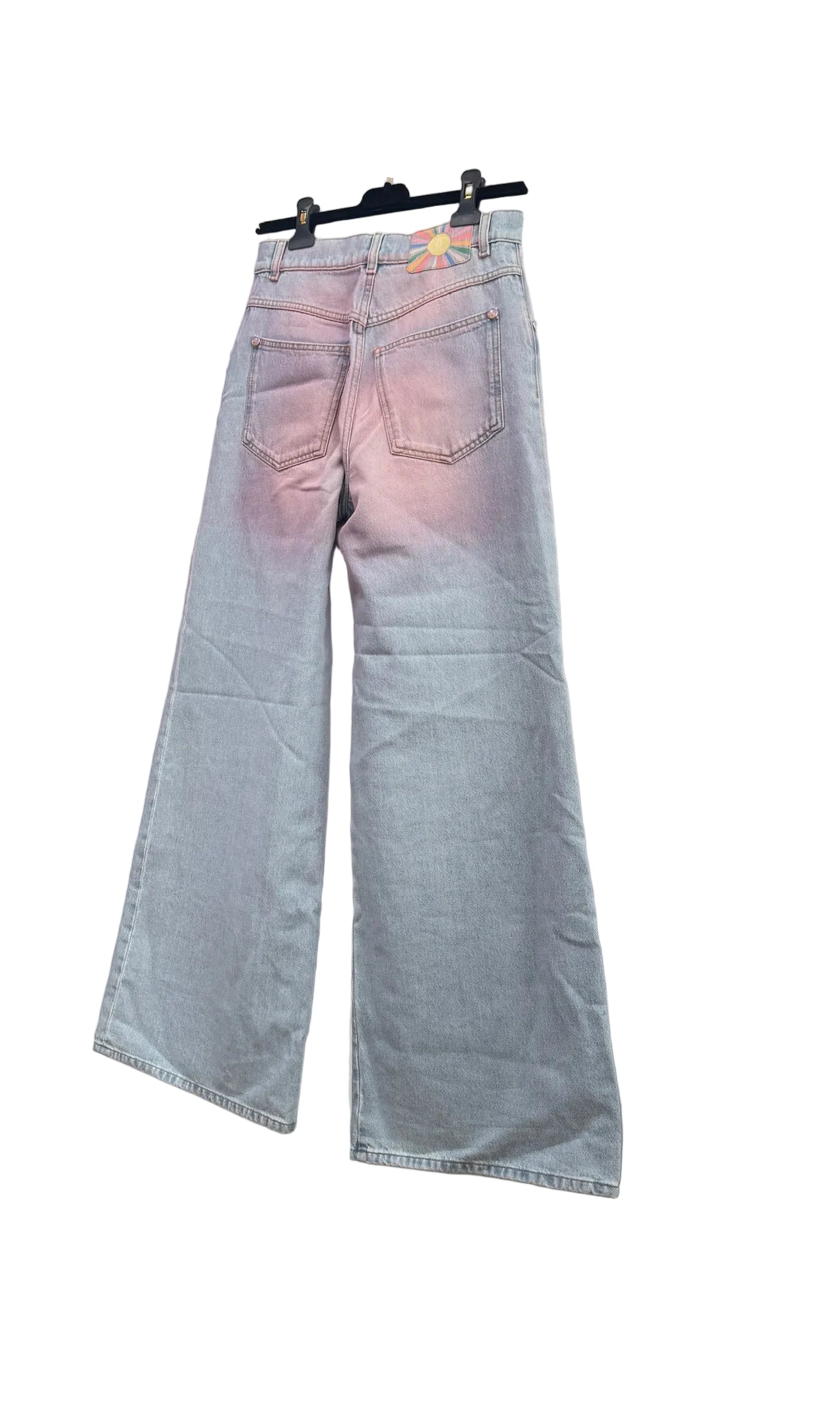 Chanel Blue Denim Pink Tie Dye Wide Leg Jeans