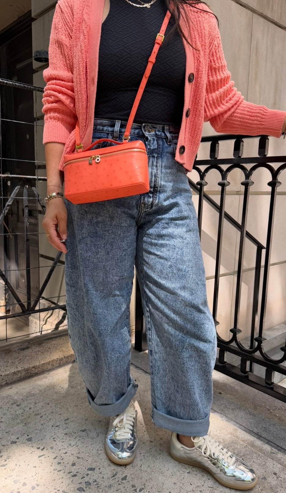 Loro Piana L19 Bright Orange Ostrich Pouch