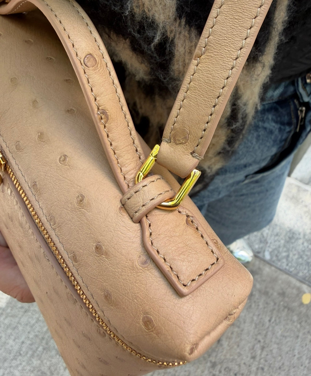Loro Piana L19 Beige Ostrich Pouch