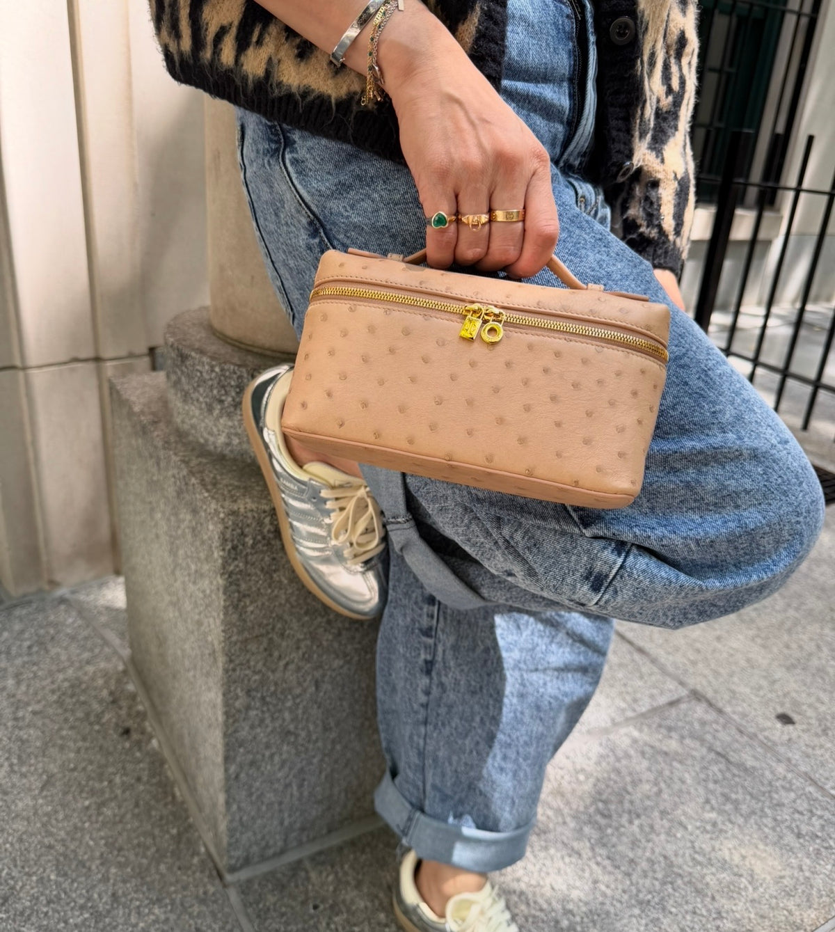 Loro Piana L19 Beige Ostrich Pouch