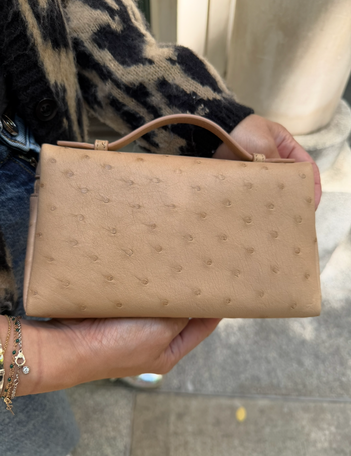 Loro Piana L19 Beige Ostrich Pouch