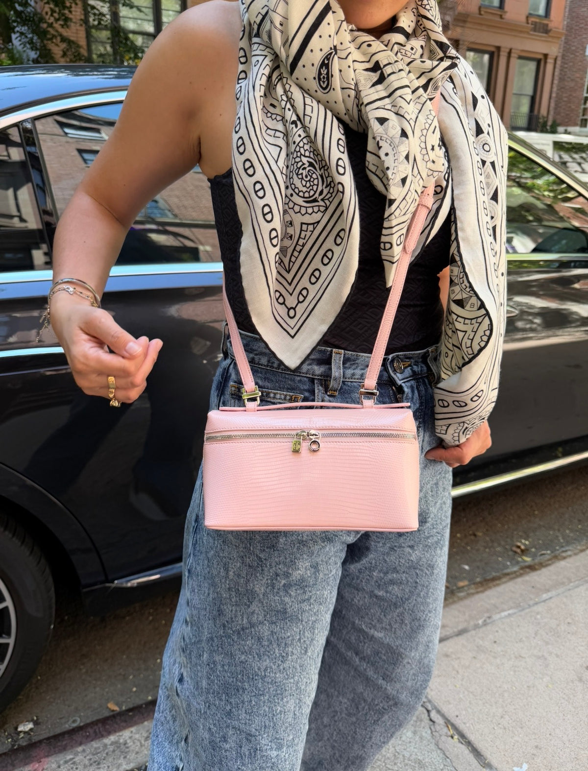 Loro Piana Rose Baby Pink Lizard L19 Pouch