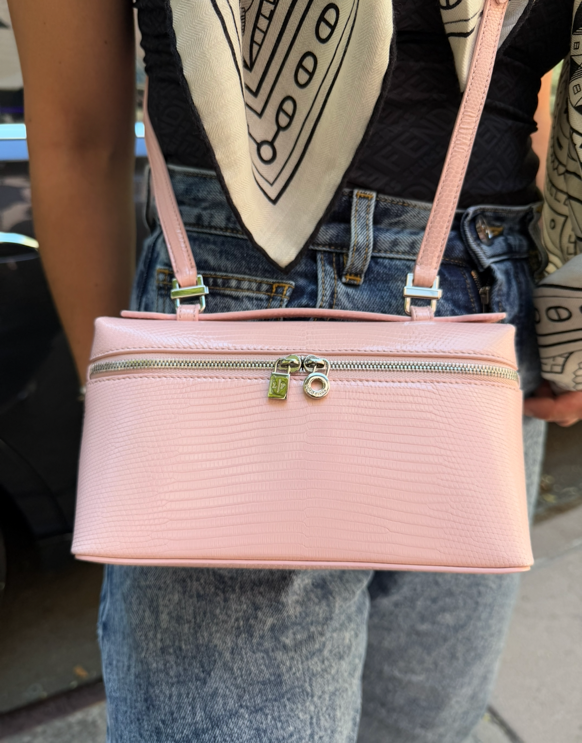 Loro Piana Rose Baby Pink Lizard L19 Pouch