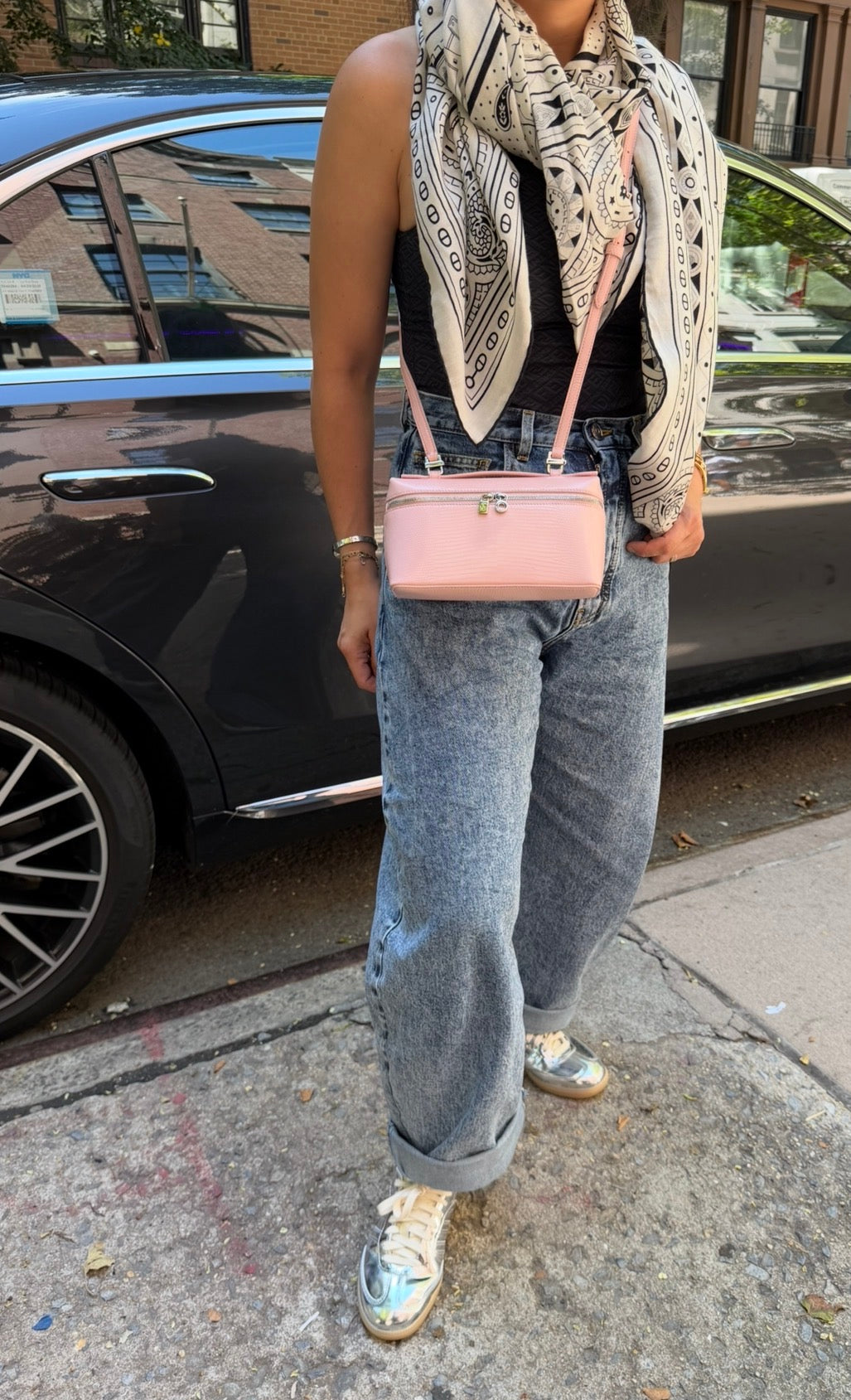 Loro Piana Rose Baby Pink Lizard L19 Pouch