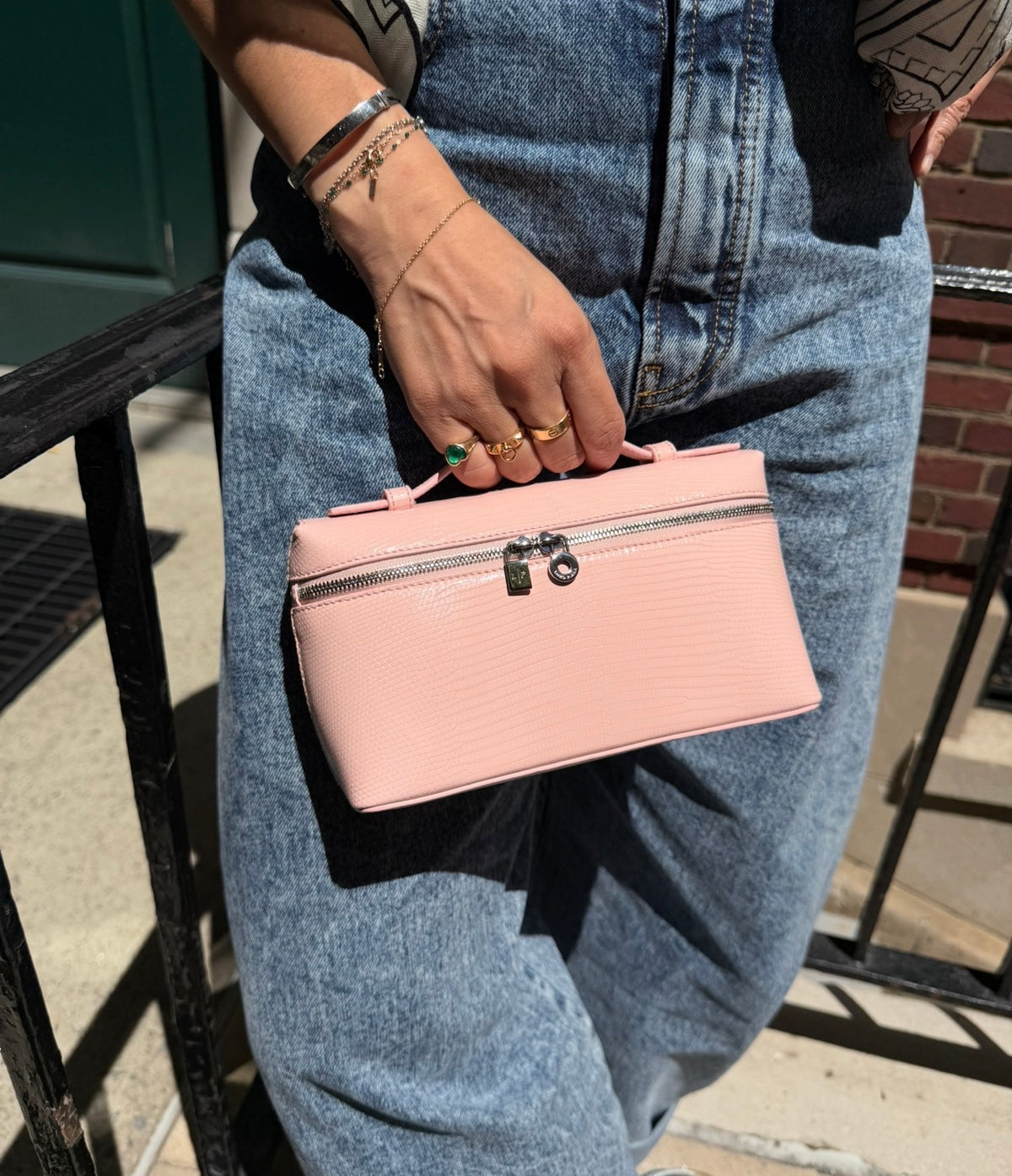 Loro Piana Rose Baby Pink Lizard L19 Pouch