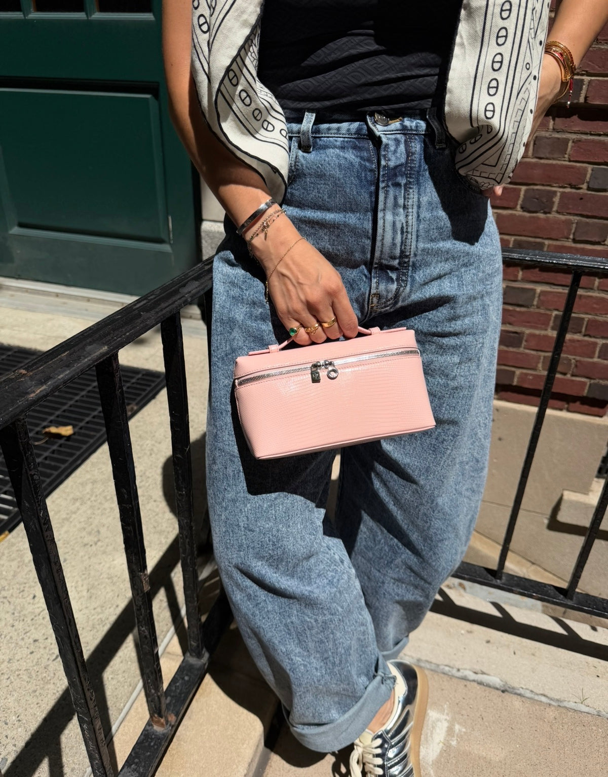 Loro Piana Rose Baby Pink Lizard L19 Pouch