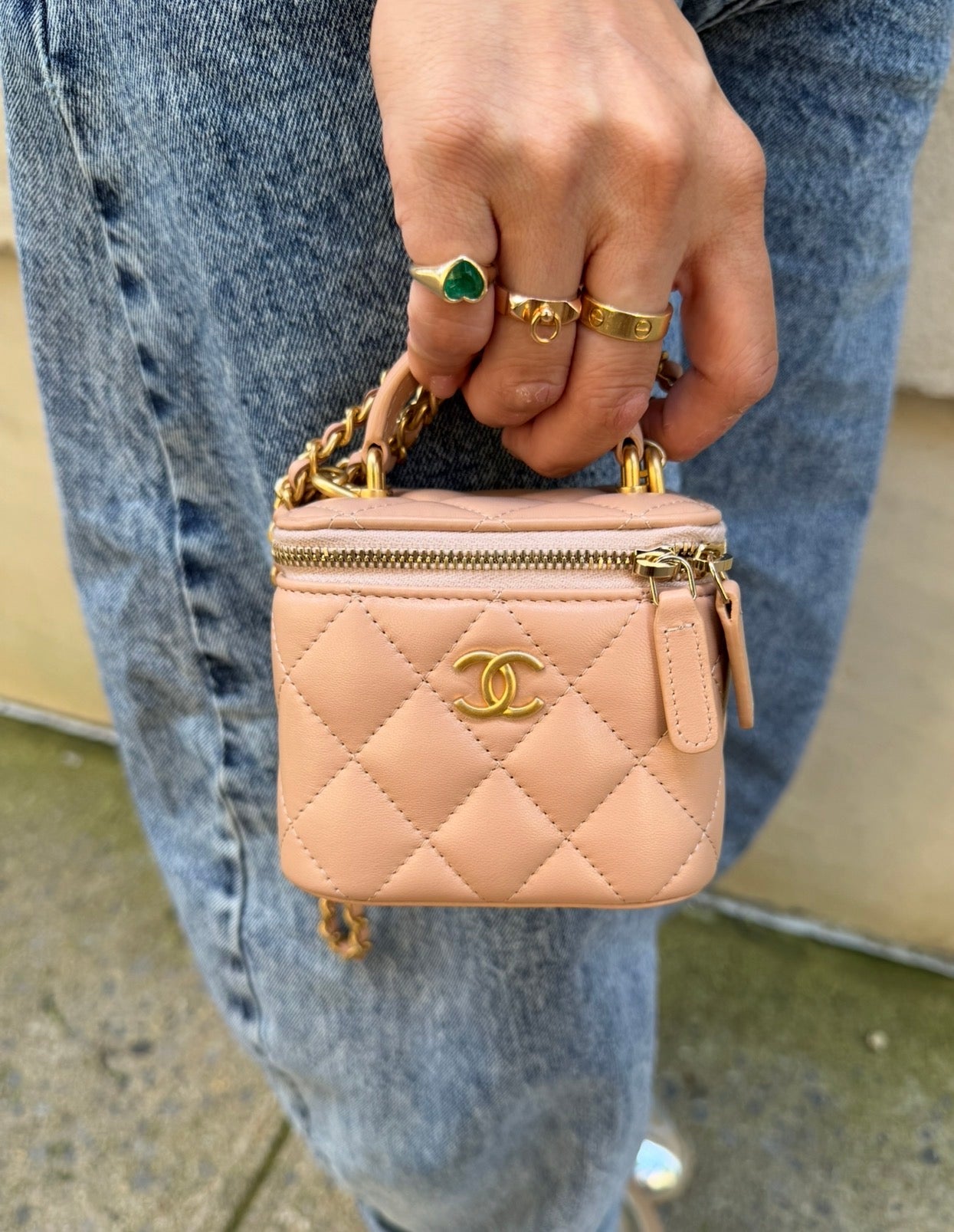 Chanel Beige Mini Top Handle Vanity Bag