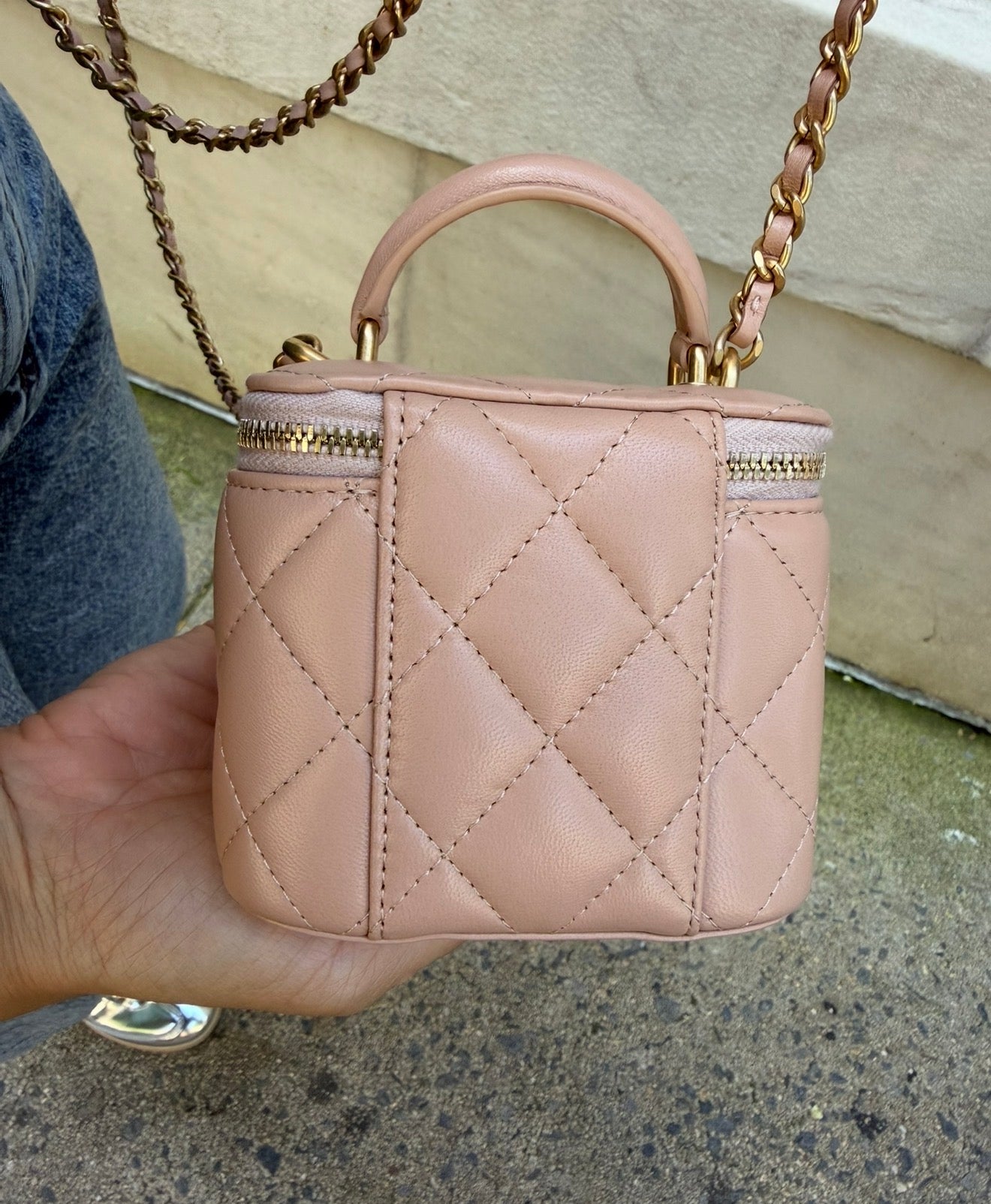 Chanel Beige Mini Top Handle Vanity Bag