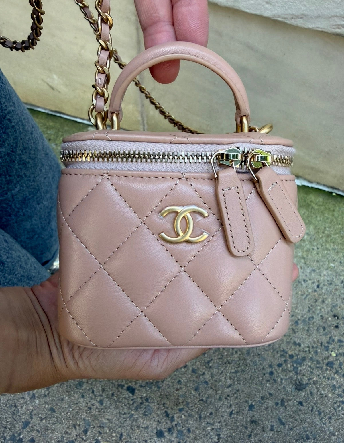 Chanel Beige Mini Top Handle Vanity Bag