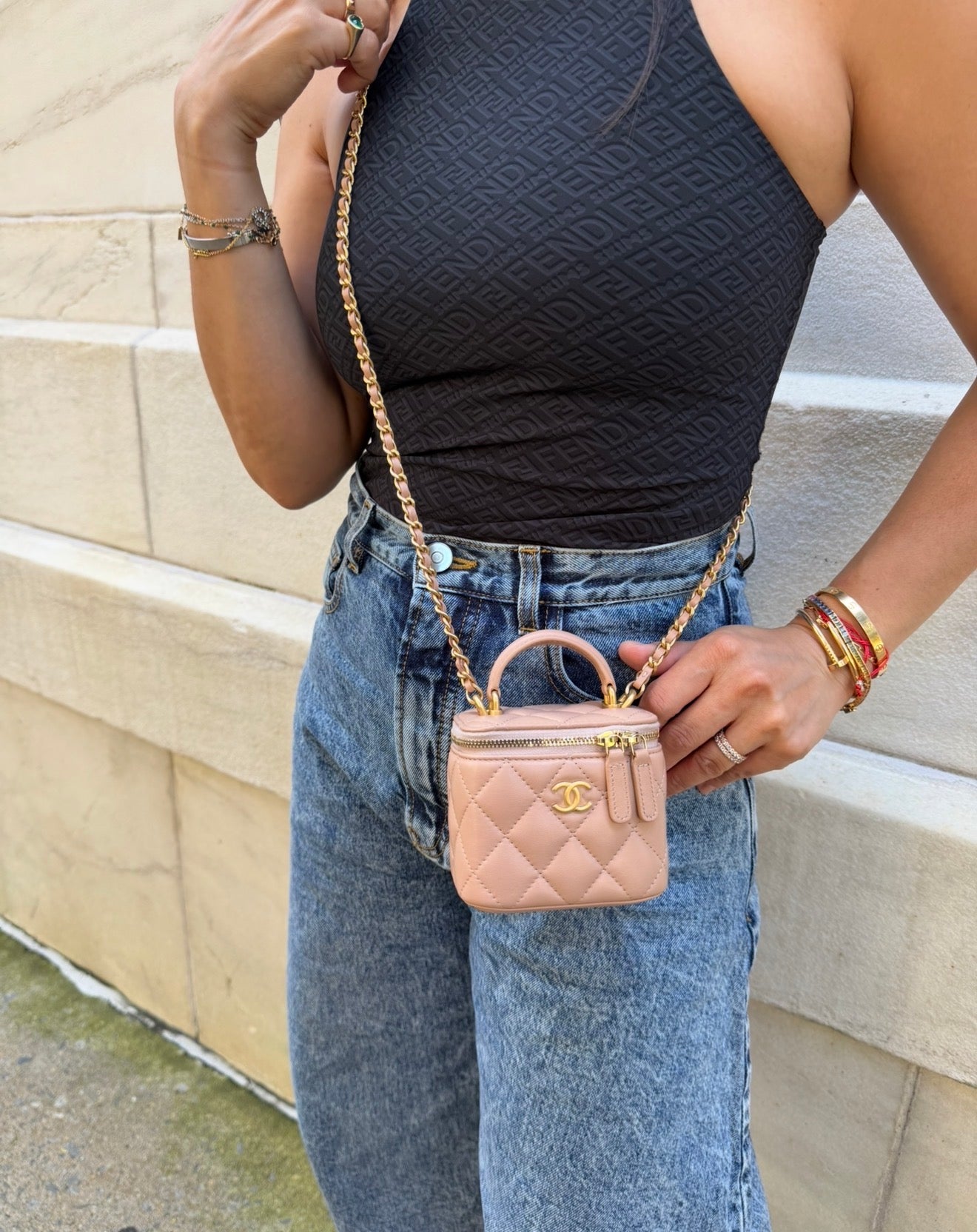 Chanel Beige Mini Top Handle Vanity Bag