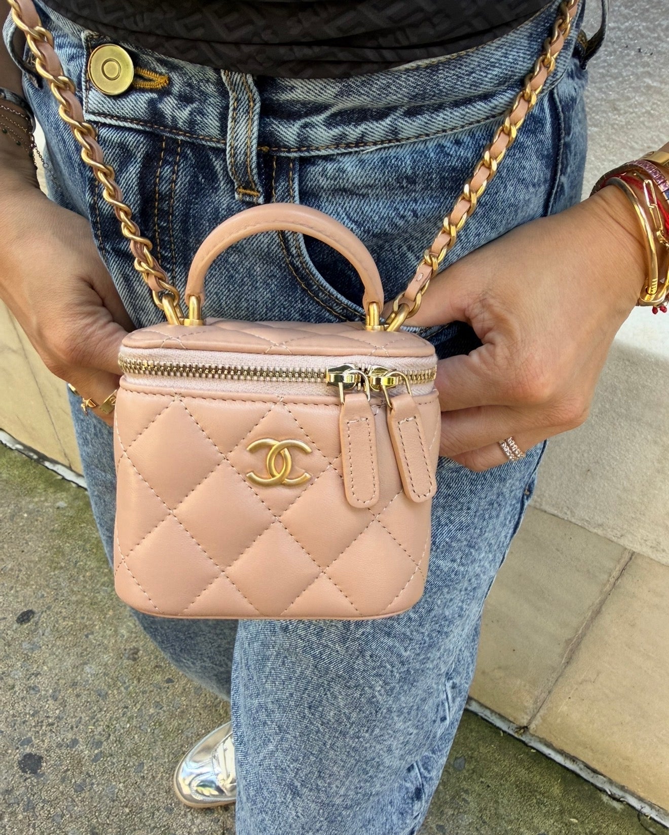 Chanel Beige Mini Top Handle Vanity Bag