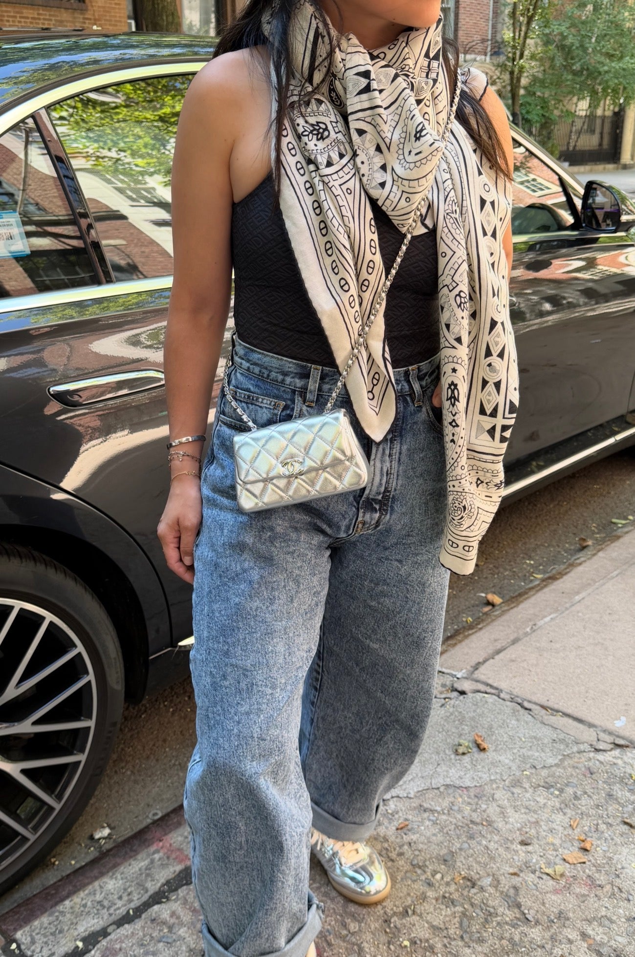 CHANEL Silver Metallic Micro Flapbag