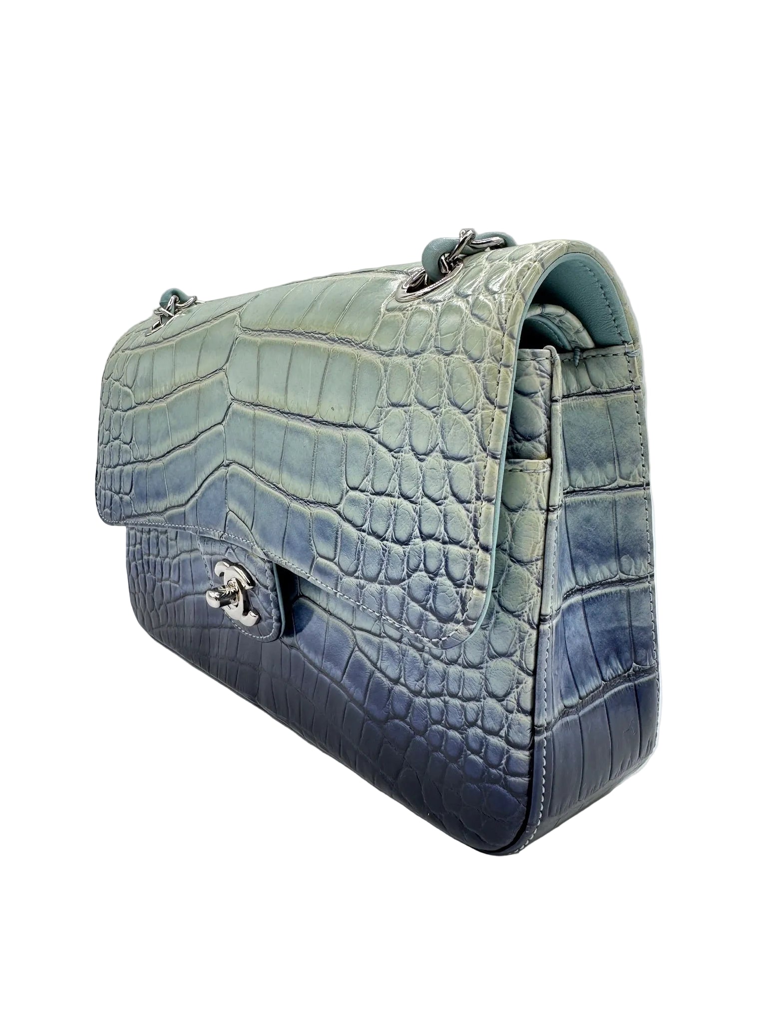 Chanel Ombre Blue Alligator Medium Flapbag