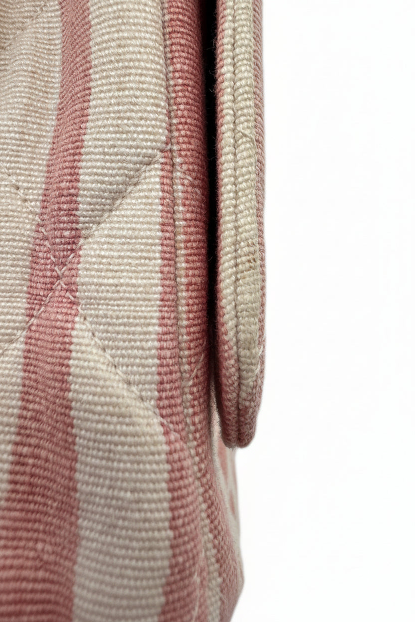 CHANEL 1990s Vintage Pink and White Stripe Flapbag
