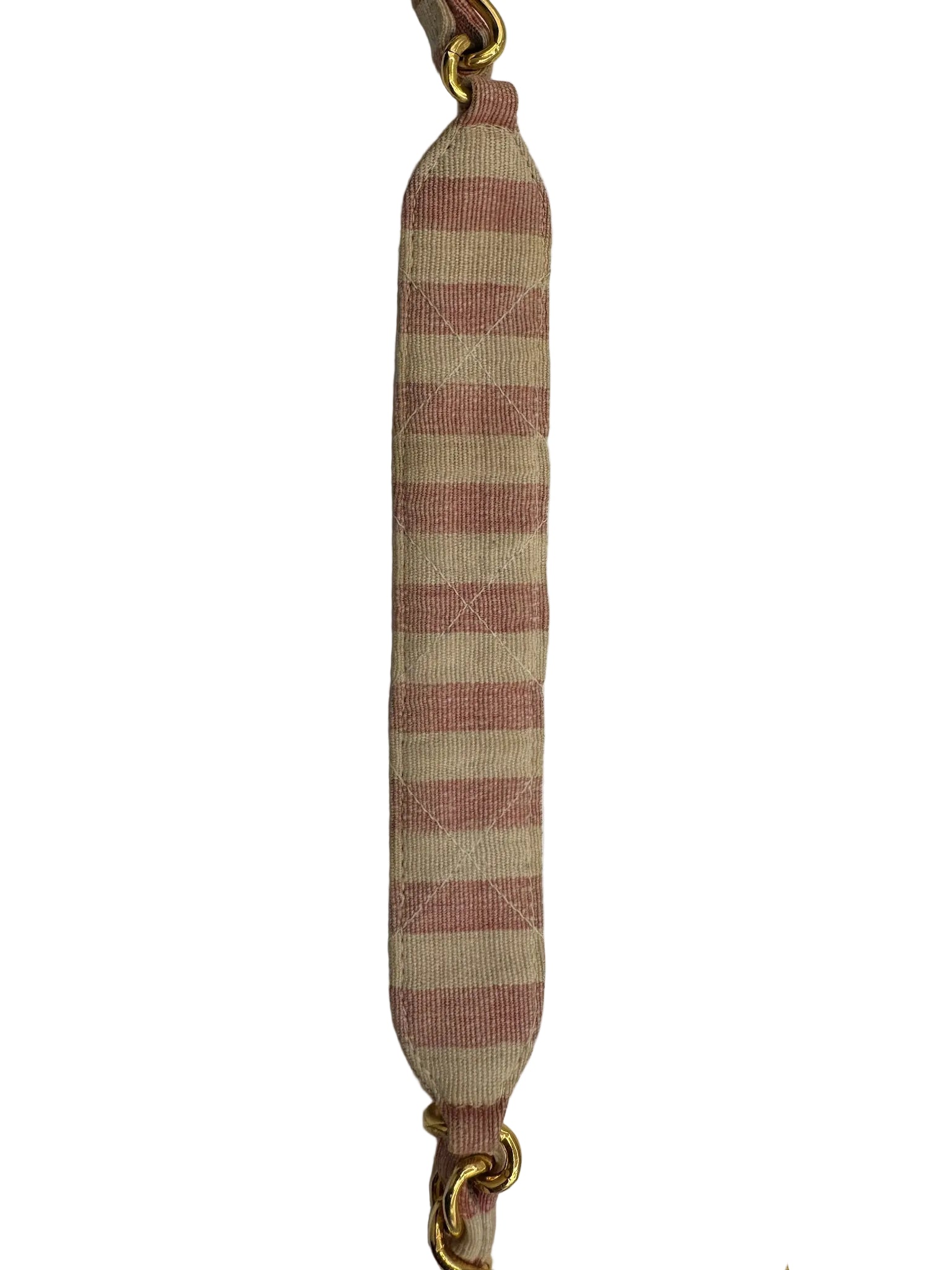 CHANEL 1990s Vintage Pink and White Stripe Flapbag