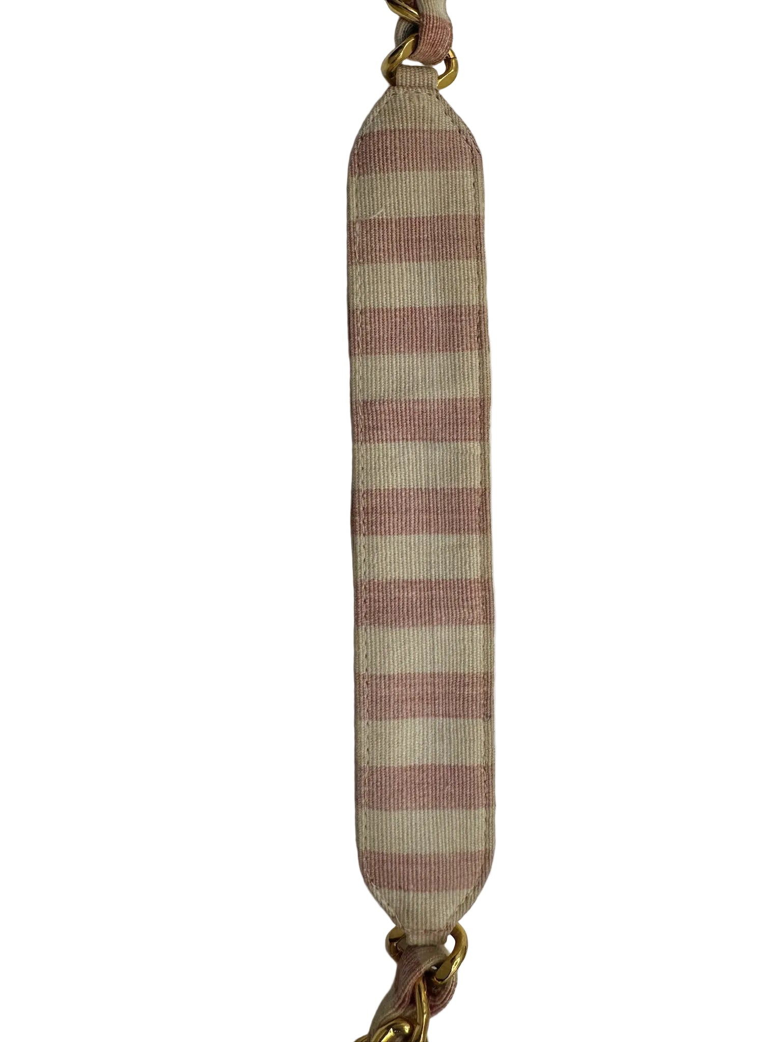 CHANEL 1990s Vintage Pink and White Stripe Flapbag