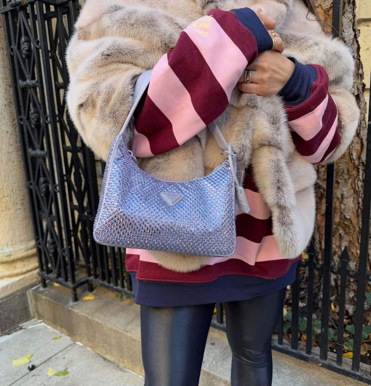 Prada Purple Crystal Mini Re-Edition Bag