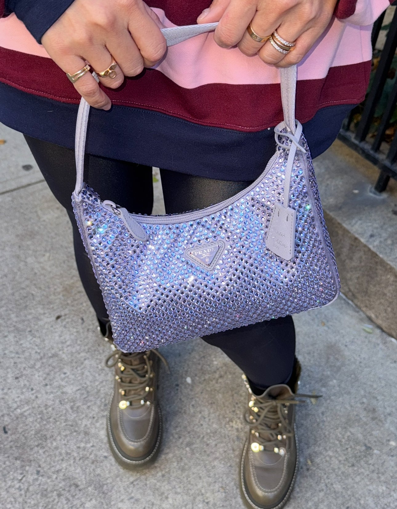 Prada Purple Crystal Mini Re-Edition Bag