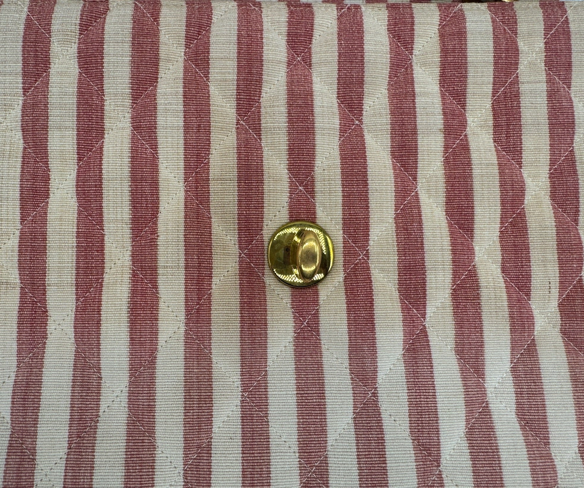 CHANEL 1990s Vintage Pink and White Stripe Flapbag