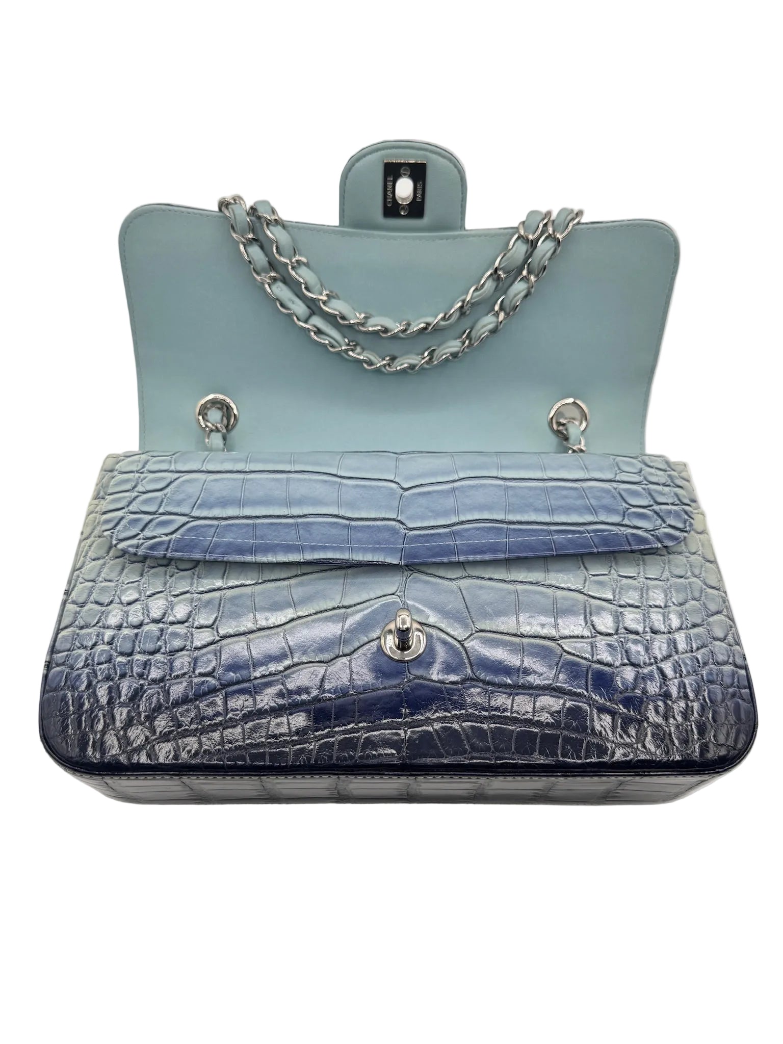 Chanel Ombre Blue Alligator Medium Flapbag