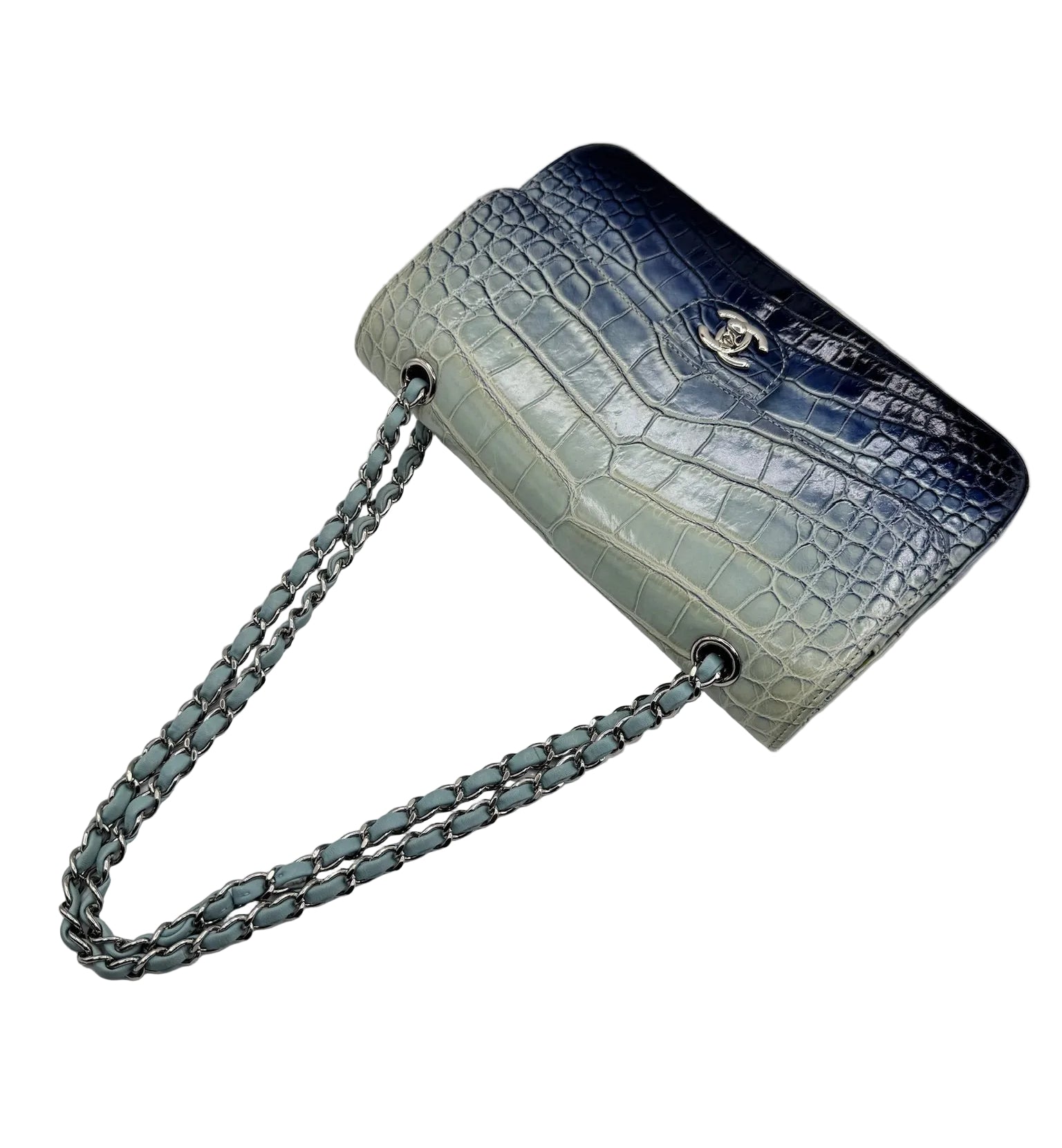 Chanel Ombre Blue Alligator Medium Flapbag