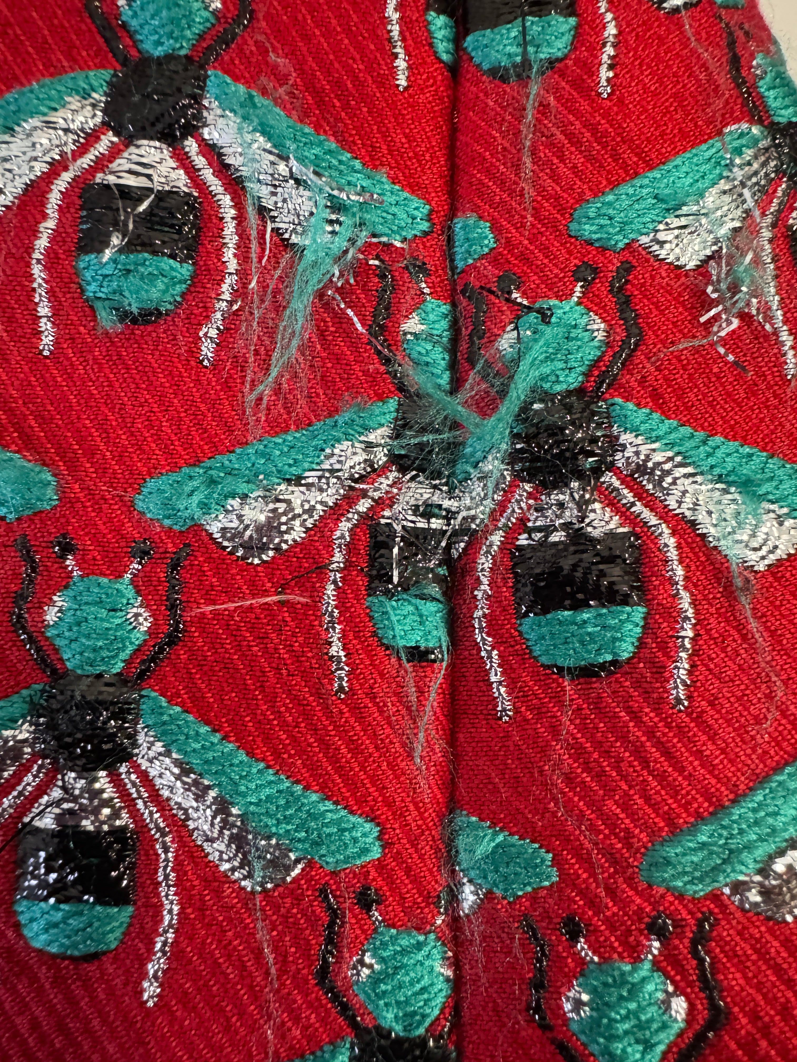 GUCCI Metallic Multicolor Coat with Bees and Mink on Cuffs