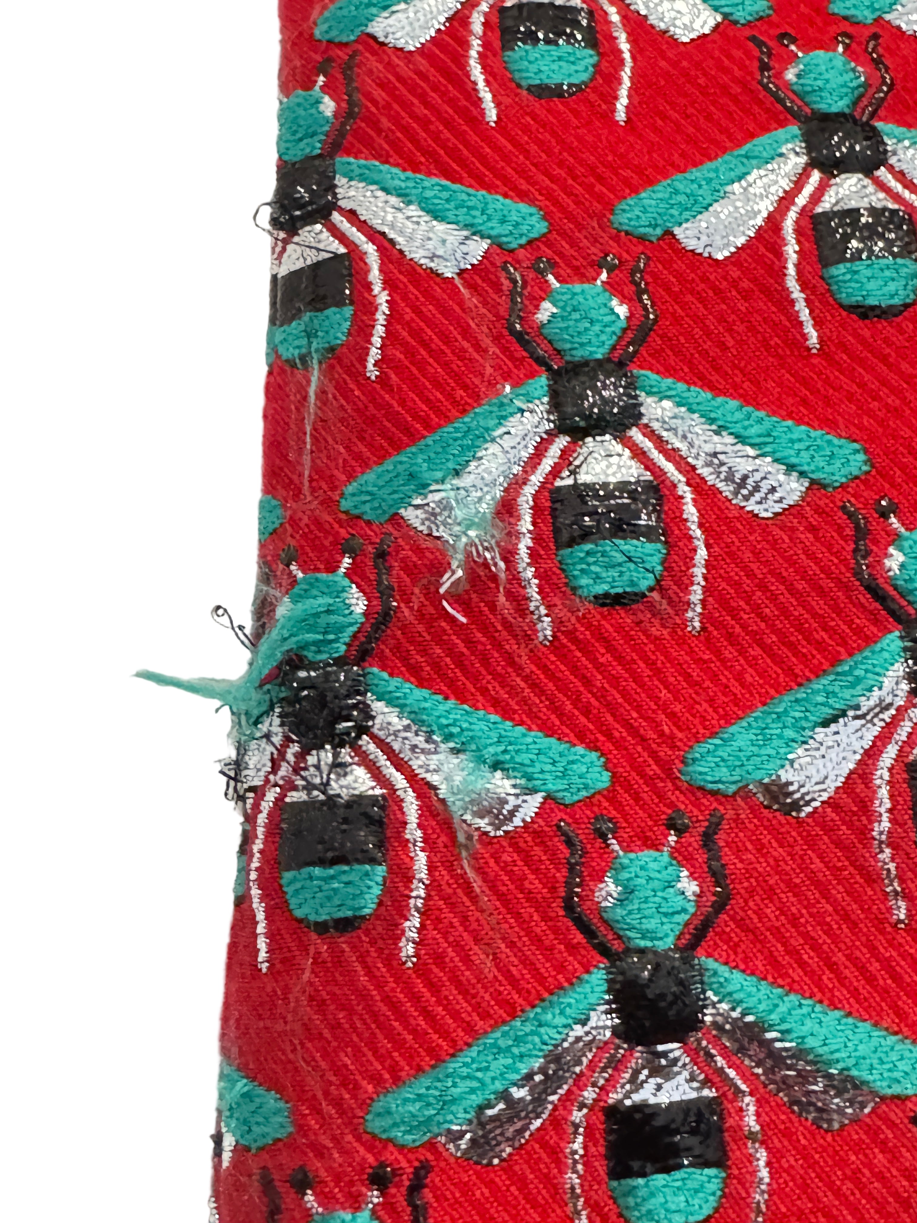 GUCCI Metallic Multicolor Coat with Bees and Mink on Cuffs