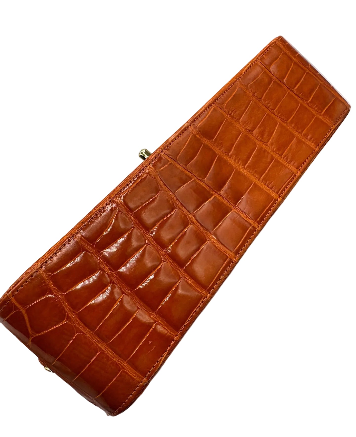 Chanel Orange Alligator Large Classic Double Flapbag