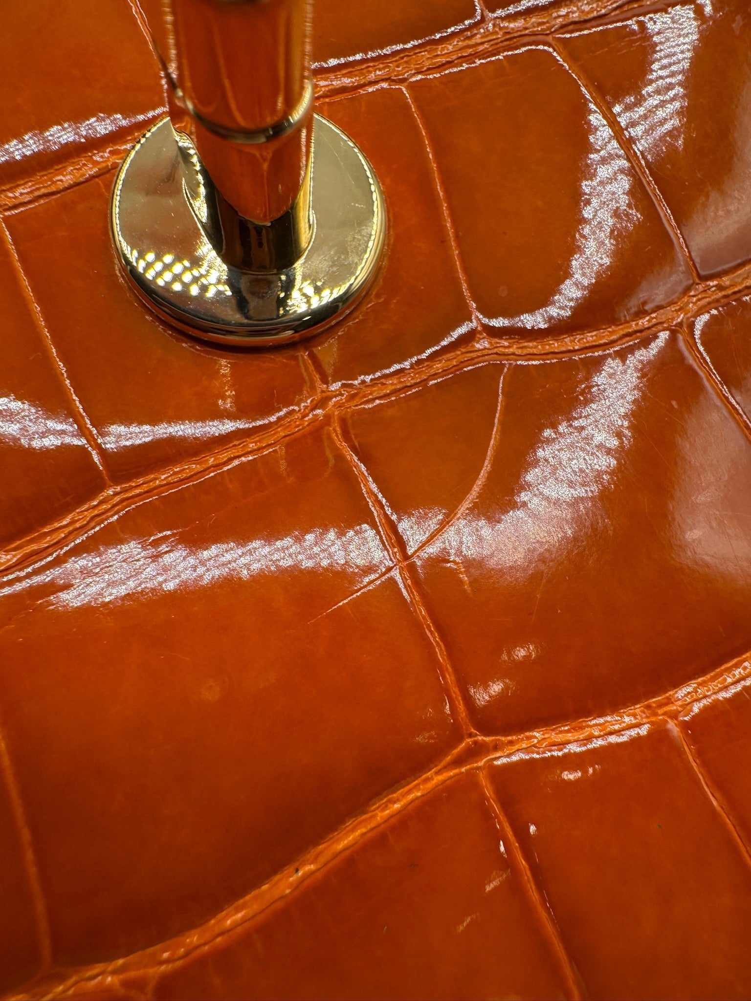Chanel Orange Alligator Large Classic Double Flapbag