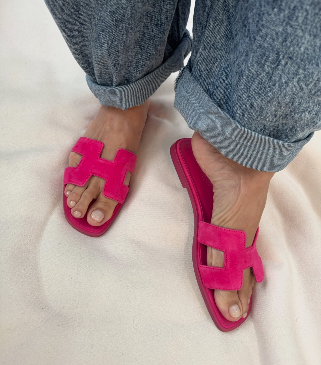 Hermès Hot Pink Suede Oran Sandals - Size FR 37