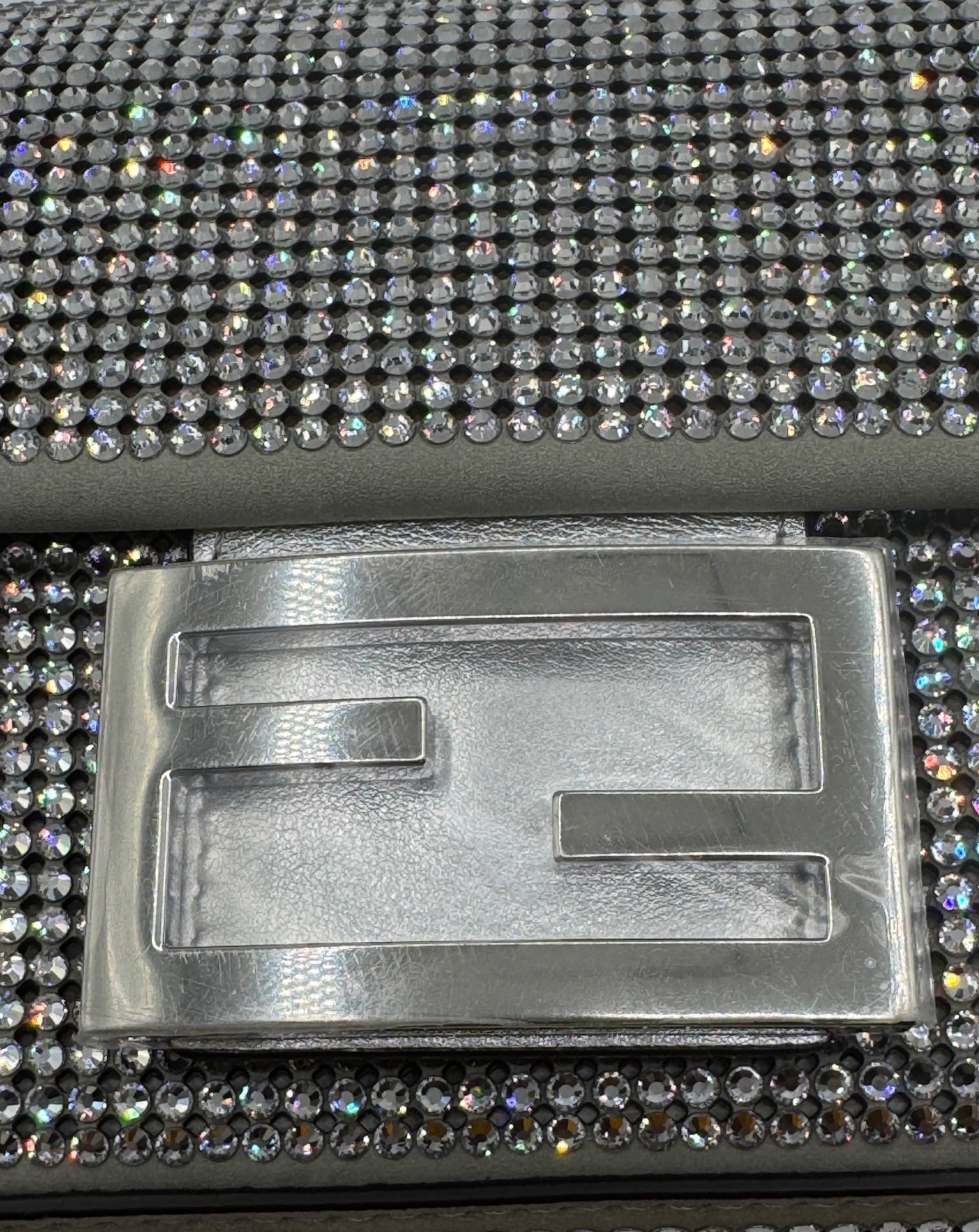 Fendi Mini Silver Crystals Baguette