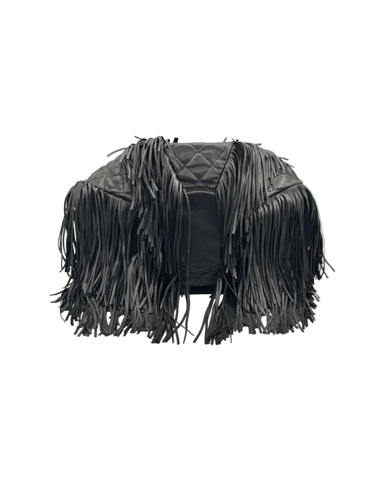 Chanel 2014 Vintage Paris Dallas Black Leather Fringe Bag