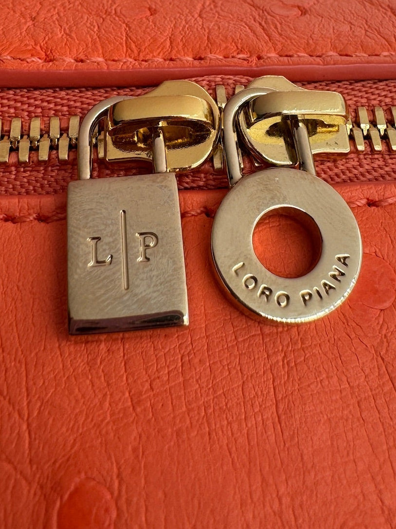 Loro Piana L19 Bright Orange Ostrich Pouch