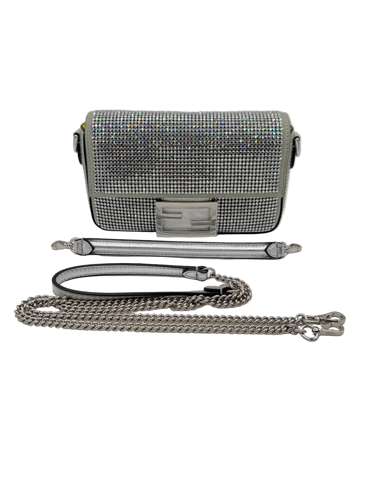 Fendi Mini Silver Crystals Baguette