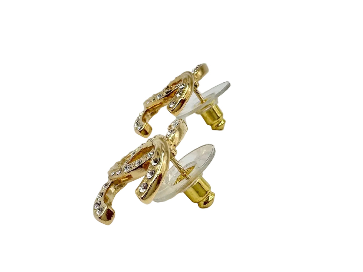 CHANEL Gold CC Earrings with Crystals