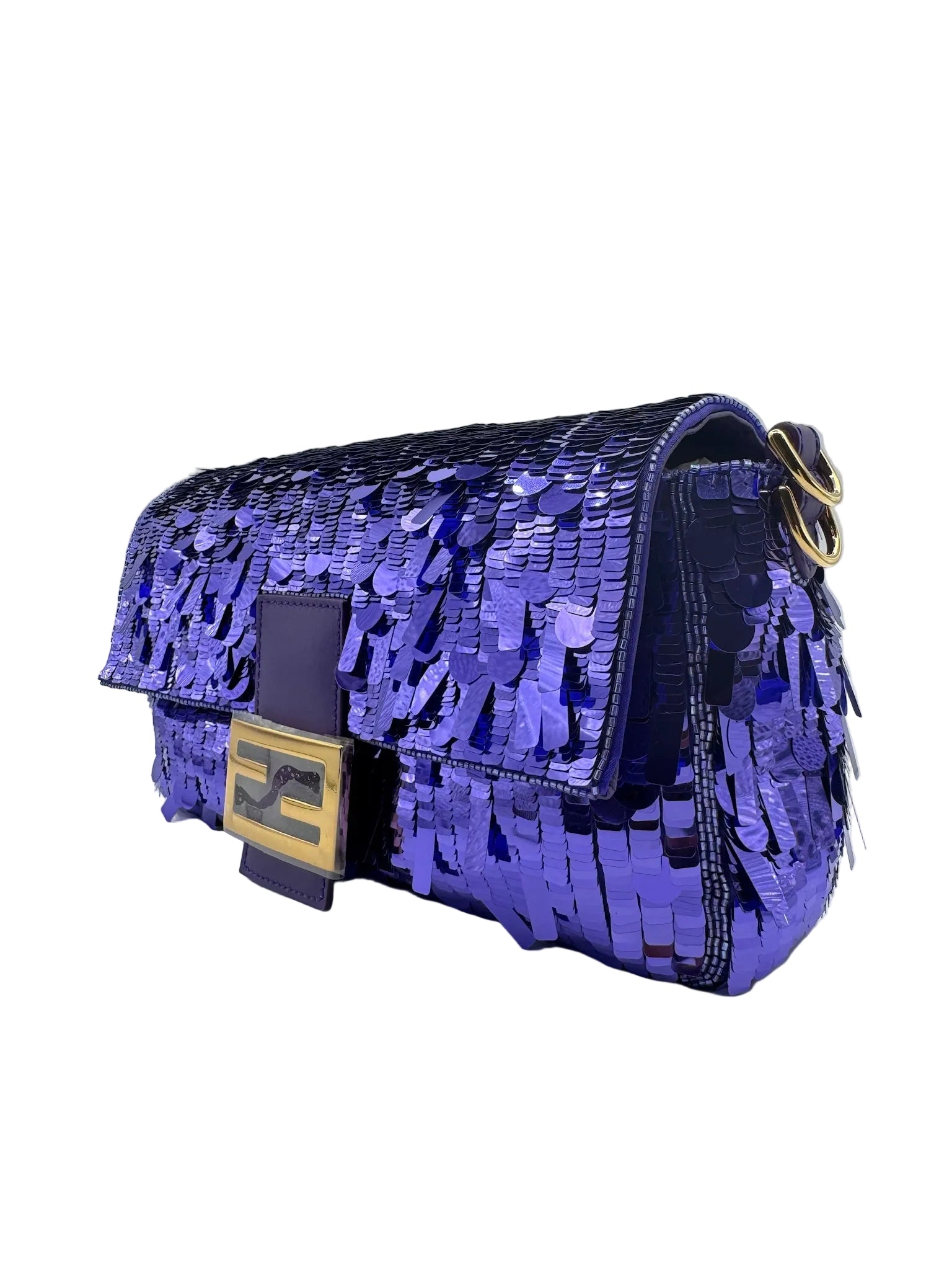 Fendi Purple Sequin Baguette