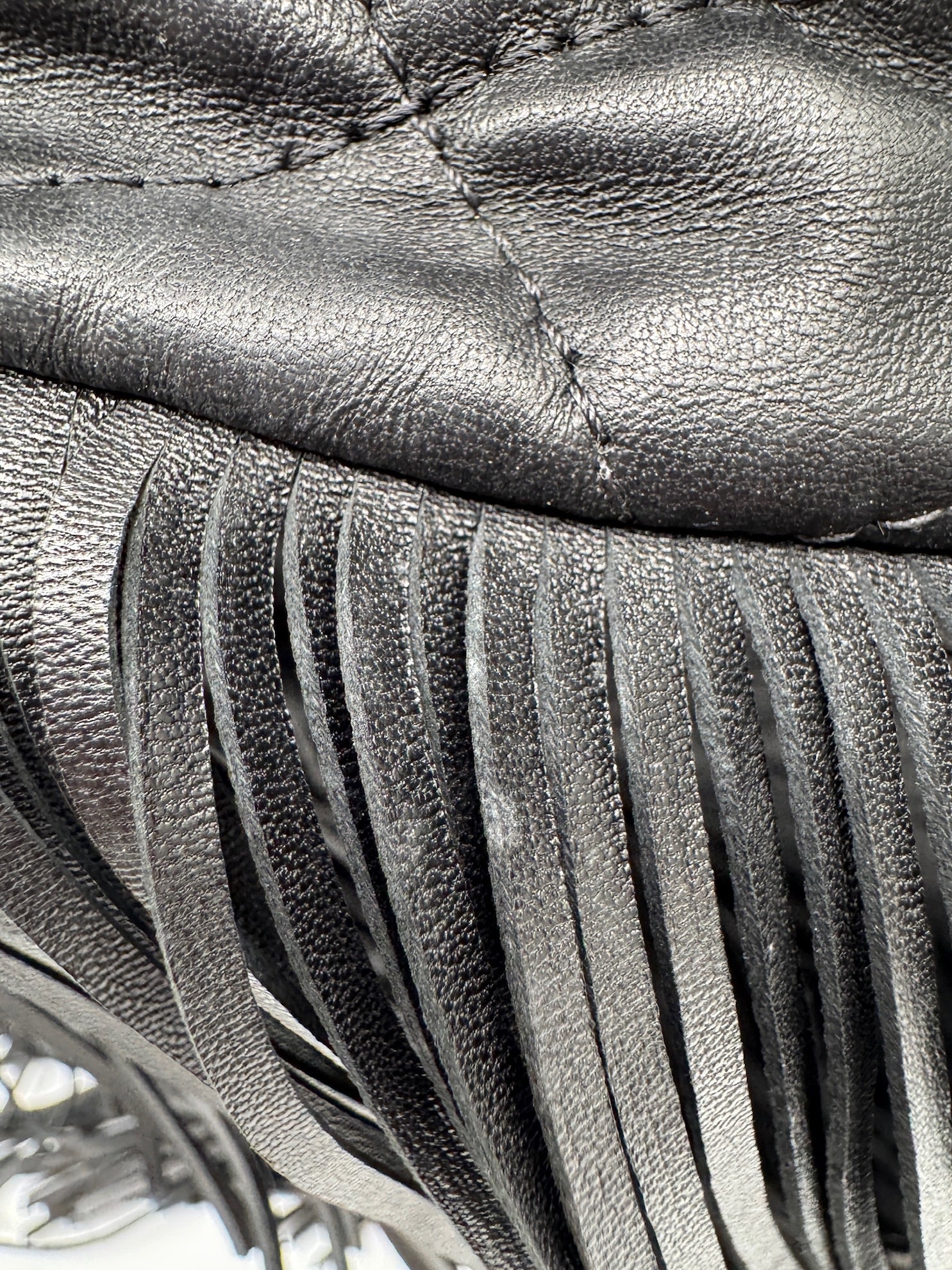 Chanel 2014 Vintage Paris Dallas Black Leather Fringe Bag