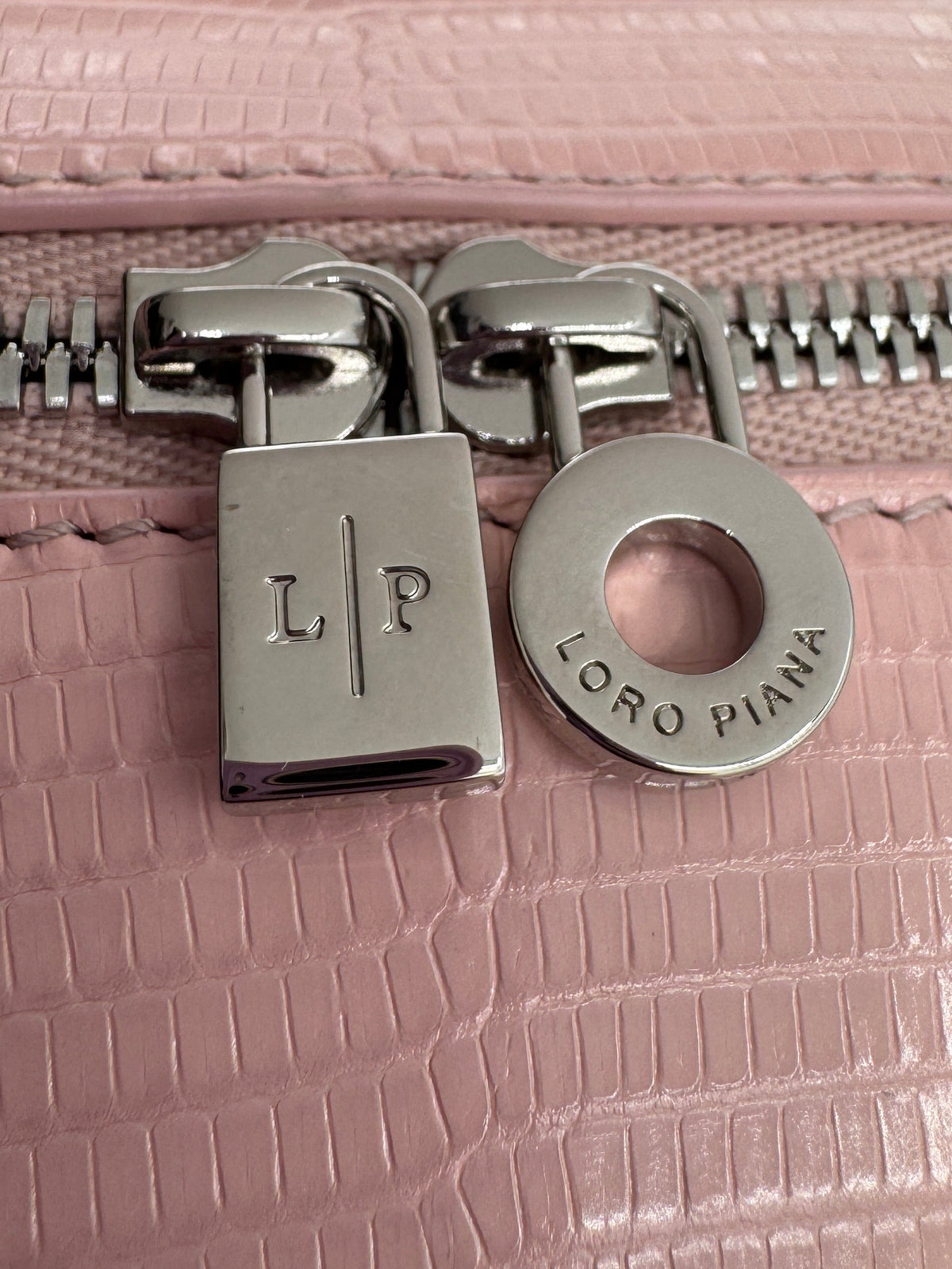 Loro Piana Rose Baby Pink Lizard L19 Pouch