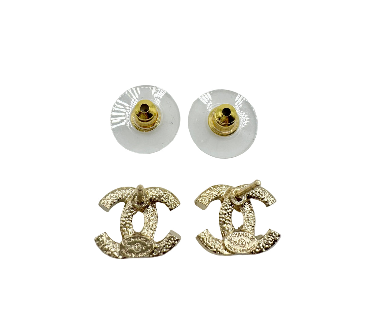 CHANEL Mini Gold Crystal CC Stud Earrings