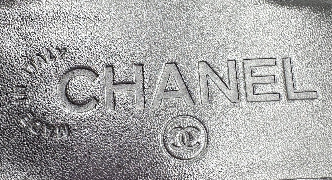 CHANEL Silver Metallic Slingback Flats