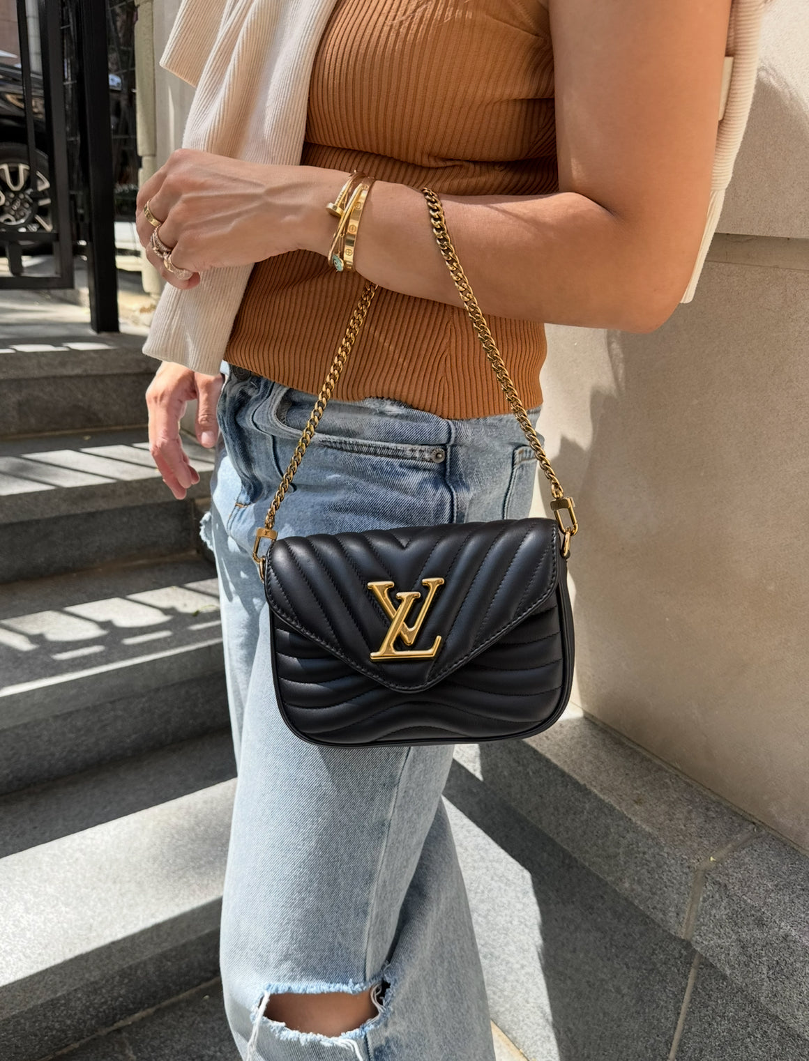 Louis Vuitton Black Leather New Wave Multi Pochette