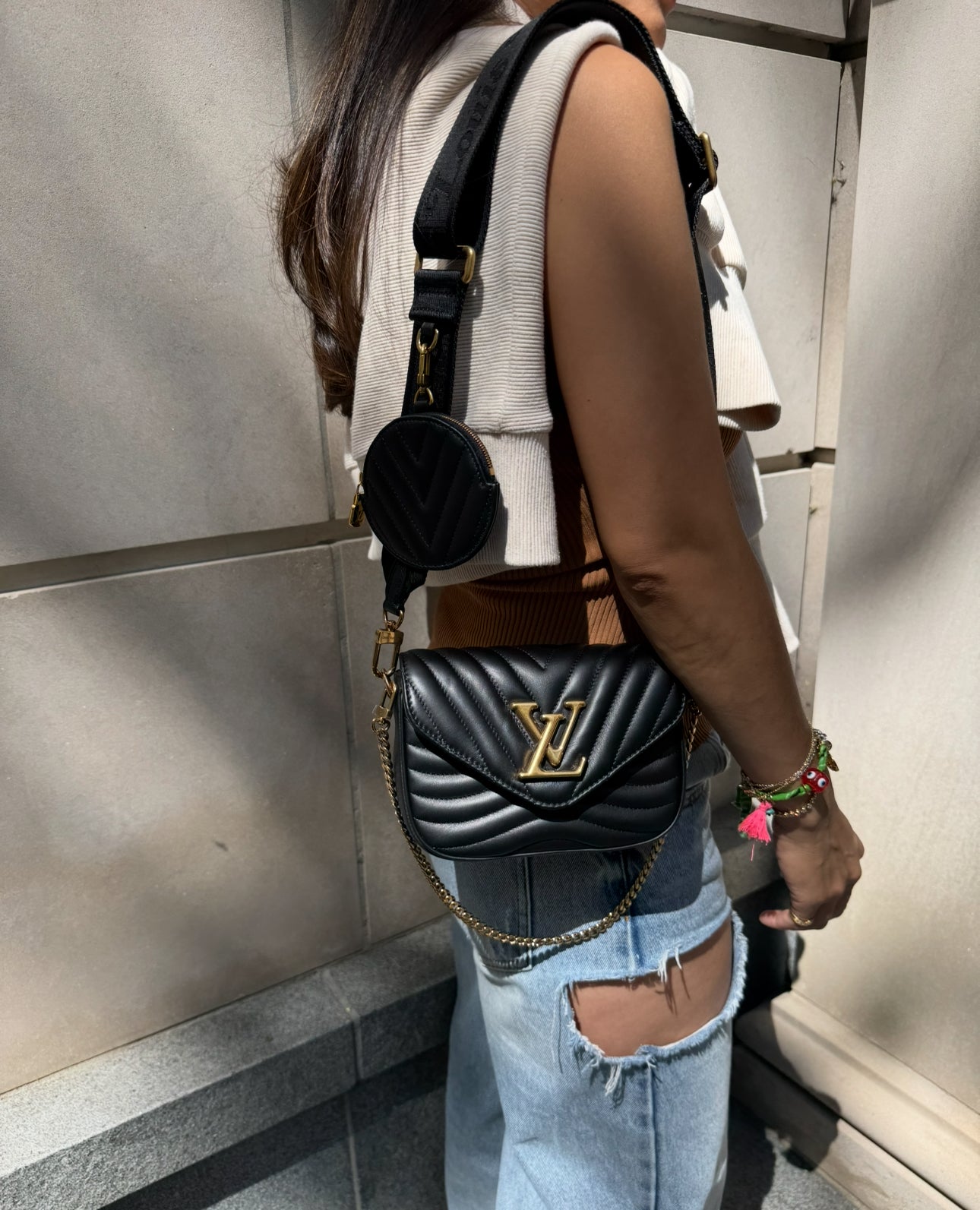 Louis Vuitton Black Leather New Wave Multi Pochette